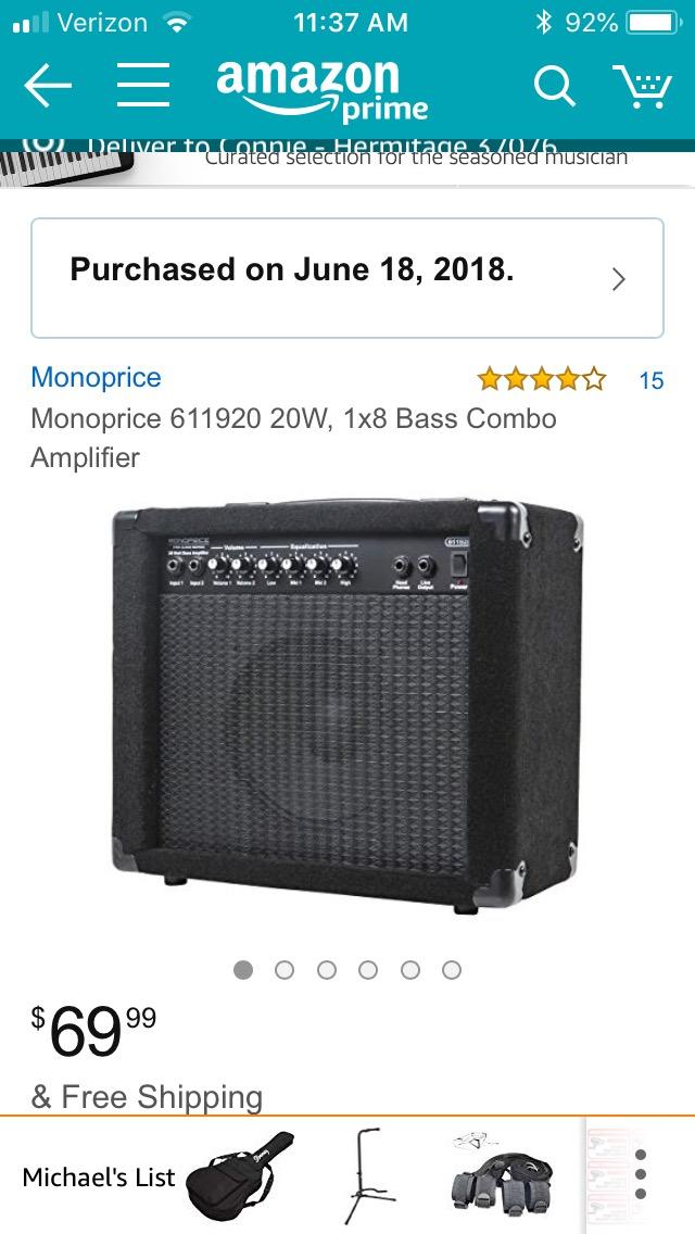 Monoprice 1x8 Bass Combo Amplifier, 20-Watt, 3-Band EQ, Headphone Output customer photo 2