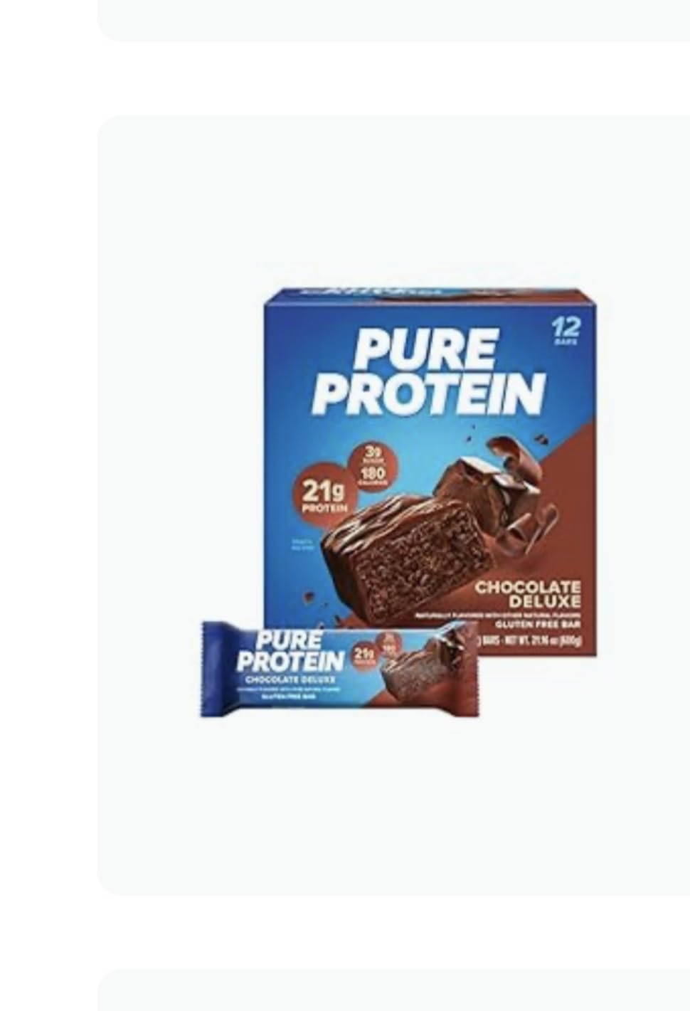 Pure Protein Chocolate Deluxe Protein Bars - 21g Protein, 3g Sugar, 190 Calories (12 count) Low Sugar High Protein Snack - Gluten Free customer photo 1