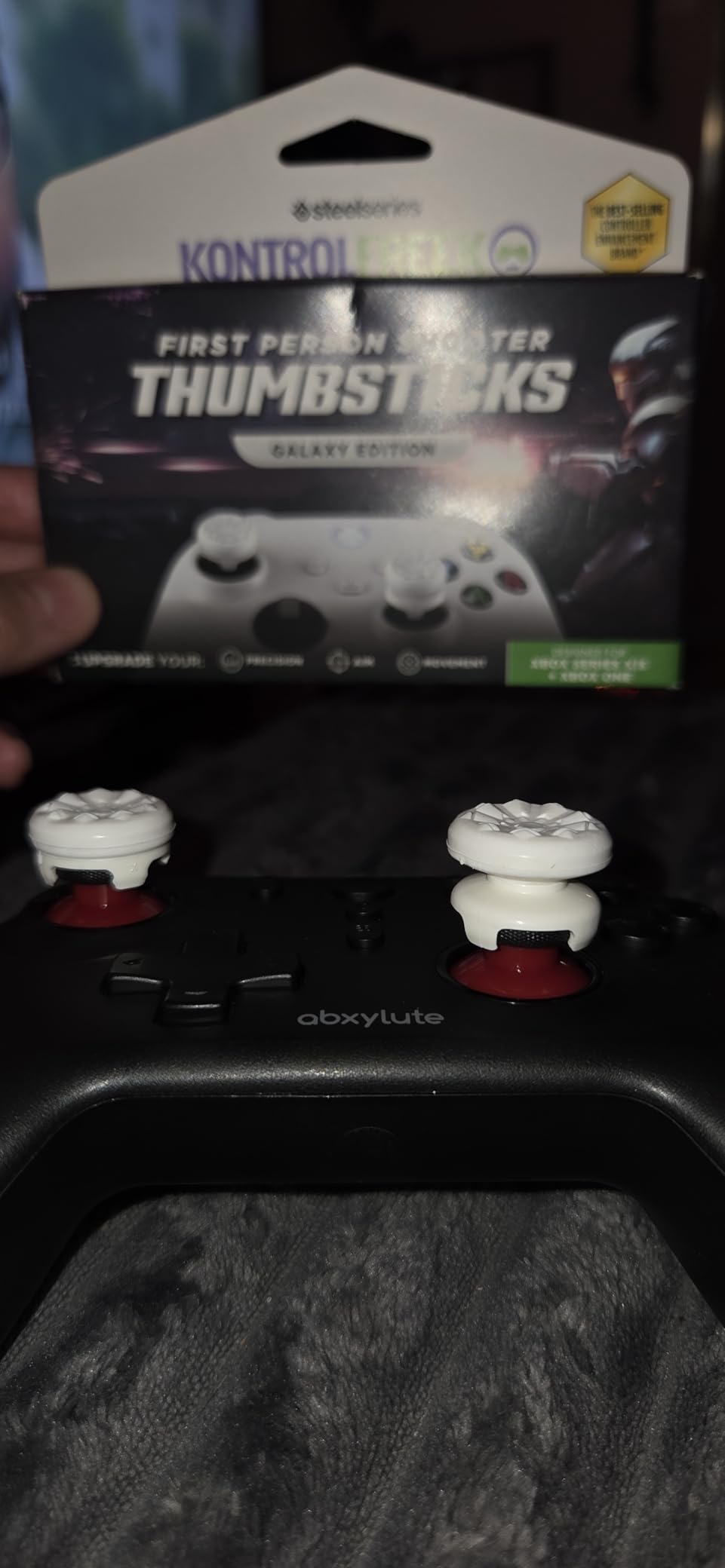 KontrolFreek FPS Freek Galaxy White for Xbox One and Xbox Series X Controller | Performance Thumbsticks | 1 High-Rise, 1 Mid-Rise | White customer photo 1