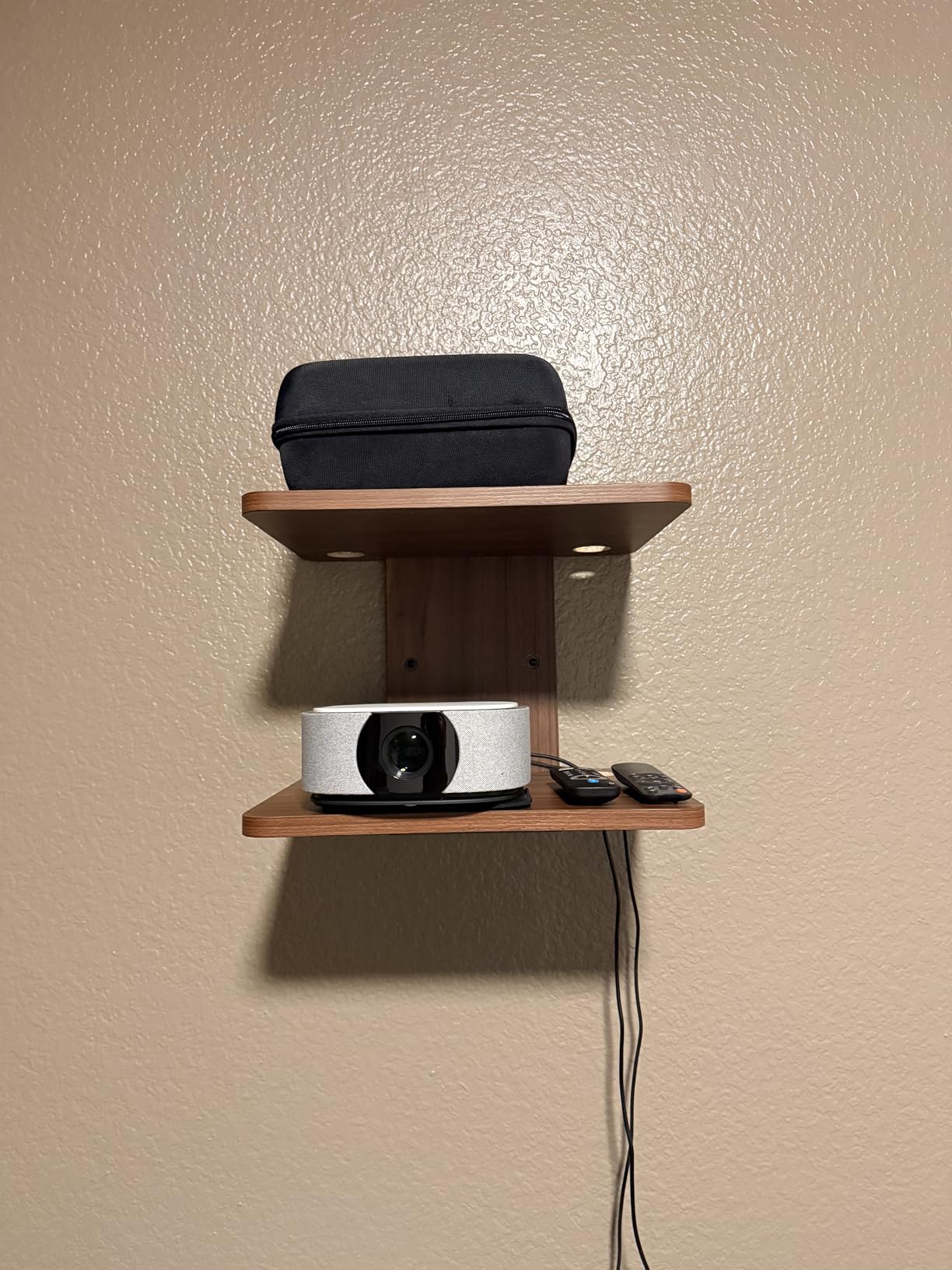 WALI Floating TV Shelf, 3 Tier Glass Projector Shelf for DVD Players, Routers, Game Consoles, Cable Boxes, Living Room Decor Accessories, Wall Mount Shelves Holds Up to 17.6lbs(CS303B), 3-Shelf, Black customer photo 1
