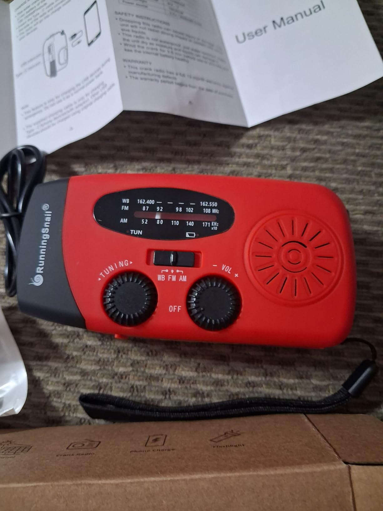 RunningSnail Emergency Hand Crank Radio With LED Flashlight For Emergency, AM/FM NOAA Portable Weather Radio With 2000mAh Power Bank Phone Charger, USB Charged & Solar Power For Camping, Emergency customer photo 2