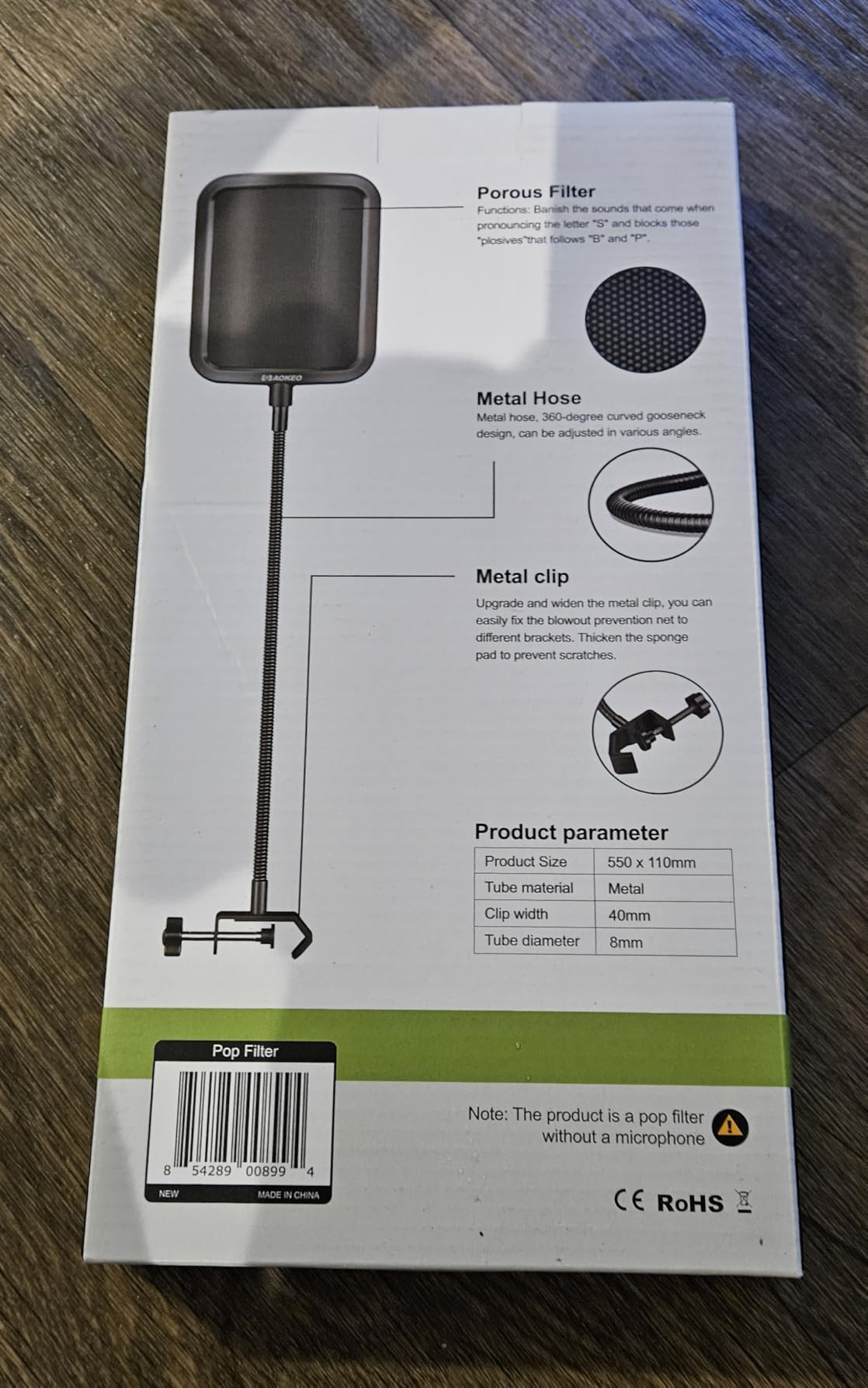 Aokeo Professional Microphone Pop Filter Mask Shield For Blue Yeti and Any Other Microphone,Mic Dual Layered Wind Pop Screen With Flexible 360 Degree Gooseneck Clip Stabilizing Arm customer photo 2