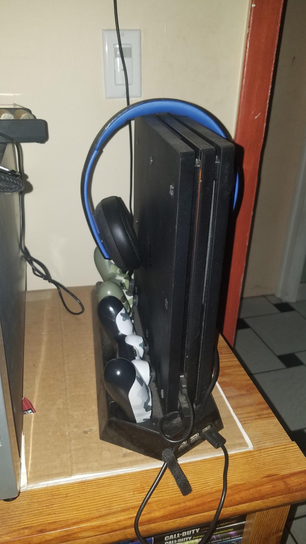 FASTSNAIL Vertical Stand for PS4 Pro with Cooling Fan, Controller Charging Station for PlayStation 4 Pro, Charger for DualShock 2 Controller with LED Indicator for PS4 Pro Accessories customer photo 2