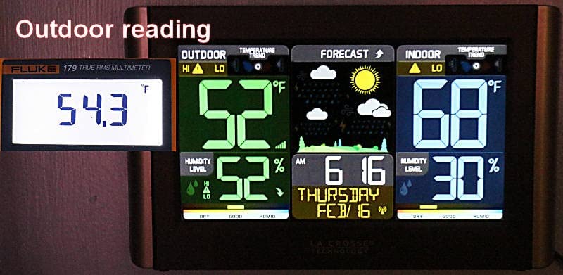 La Crosse Technology Weather Station with Customizable Alerts, Weather Forecast, Temperature, Dew Point, Humidity, Time, Heat Index, Large Display, Adjustable Brightness, Wireless, Black, C85845-INT customer photo 1