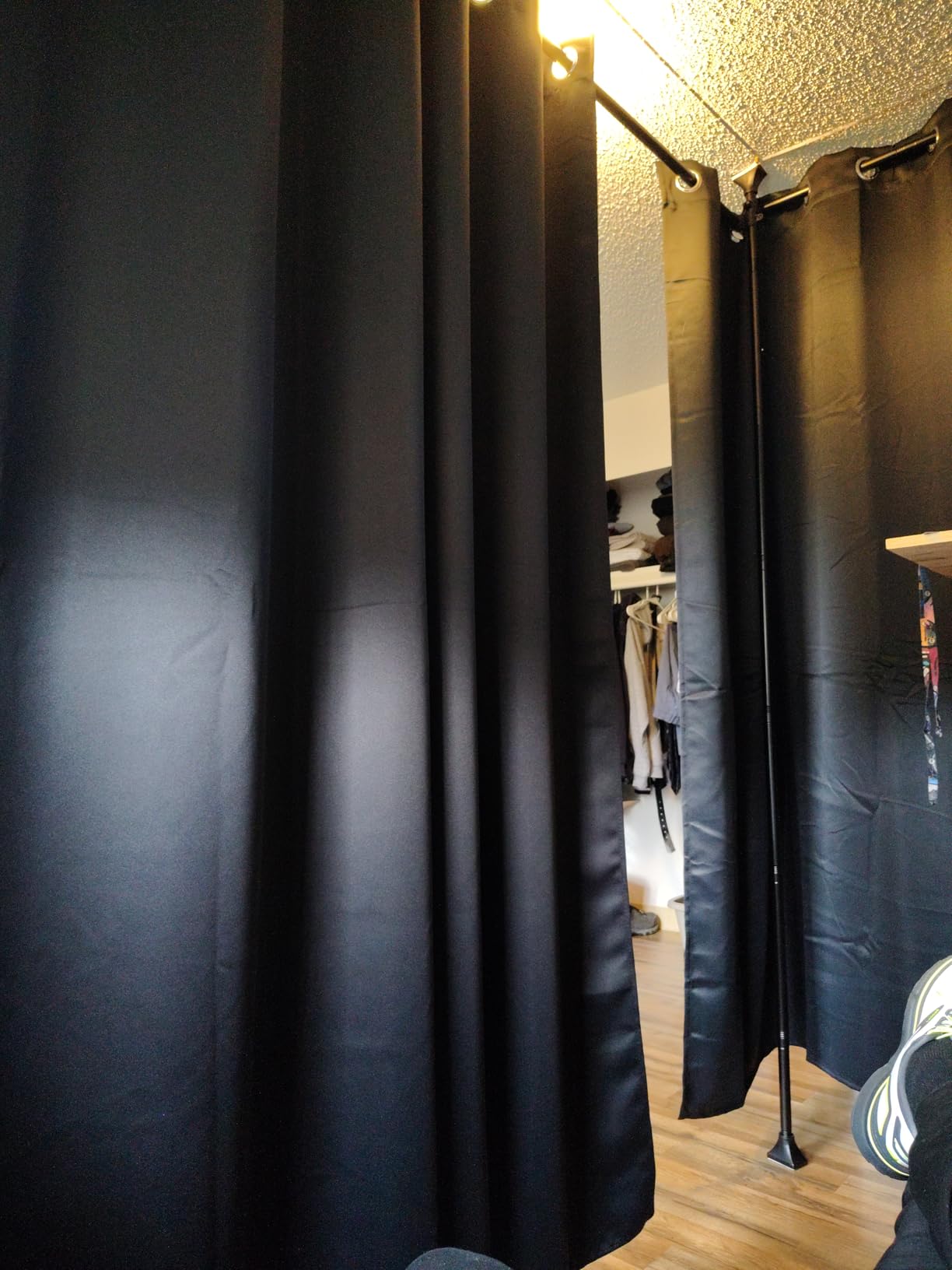 RYB HOME Blackout Thermal Insulated Blind Curtains, Noise Reduce Barrier for Nursery, Portable Curtain for Sliding Glass Door/Storage/Space Room Divider, 7 ft Tall x 8.3 ft Wide, Black, 1 Panel customer photo 1