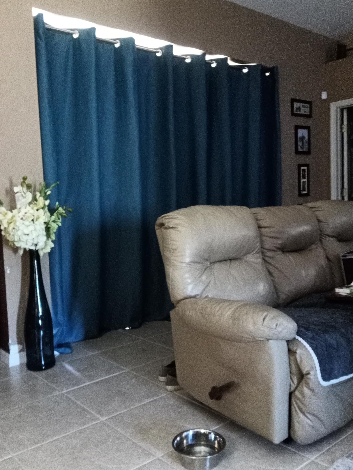 RYB HOME Blackout Thermal Insulated Blind Curtains, Noise Reduce Barrier for Nursery, Portable Curtain for Sliding Glass Door/Storage/Space Room Divider, 7 ft Tall x 8.3 ft Wide, Black, 1 Panel customer photo 2