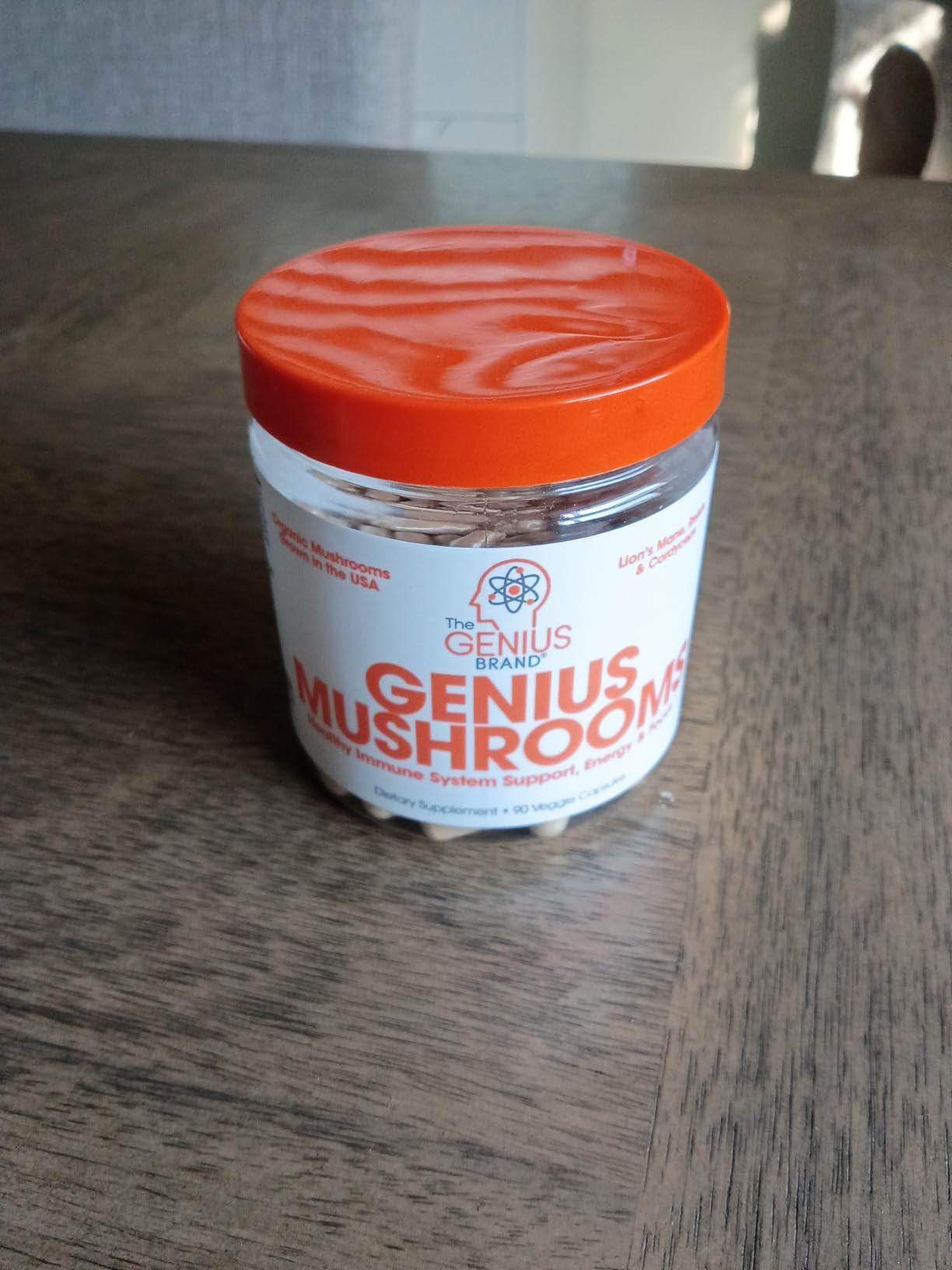 The Genius Brand Genius Mushrooms - Plant-Based Supplement for Immune, Focus & Energy Support - Lion's Mane, Cordyceps & Reishi - Organic & Non-GMO - 90 Veggie Capsules customer photo 1