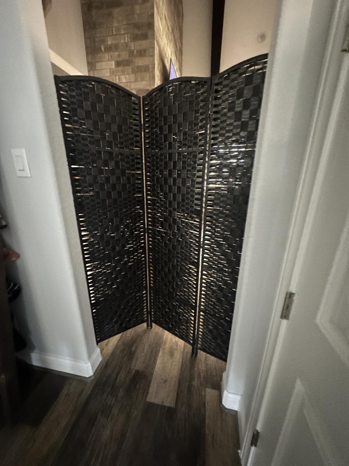HOMCOM Room Divider 3 Panel, 6FT Tall Folding Privacy Screen, Freestanding Hand-Woven Partition for Room Separation with 360° Hinges, Paper Rope Diamond Weave, Natural customer photo 1
