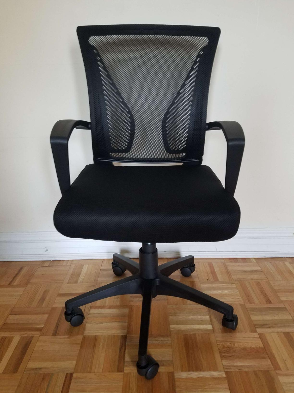 Furmax Office Chair Ergonomic Computer Desk Mesh Chair Mid Back Swivel Lumbar Support with Armrest (1, Black) customer photo 1