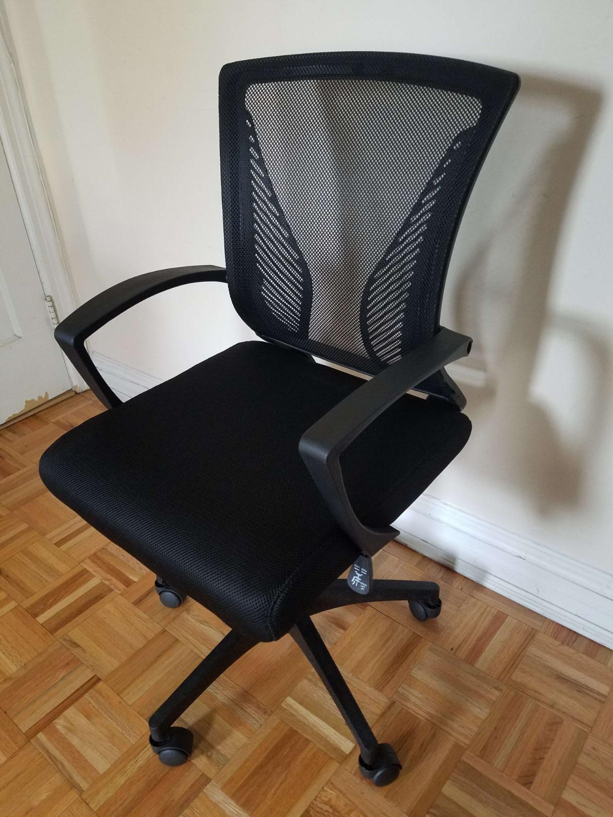 Furmax Office Chair Ergonomic Computer Desk Mesh Chair Mid Back Swivel Lumbar Support with Armrest (1, Black) customer photo 2