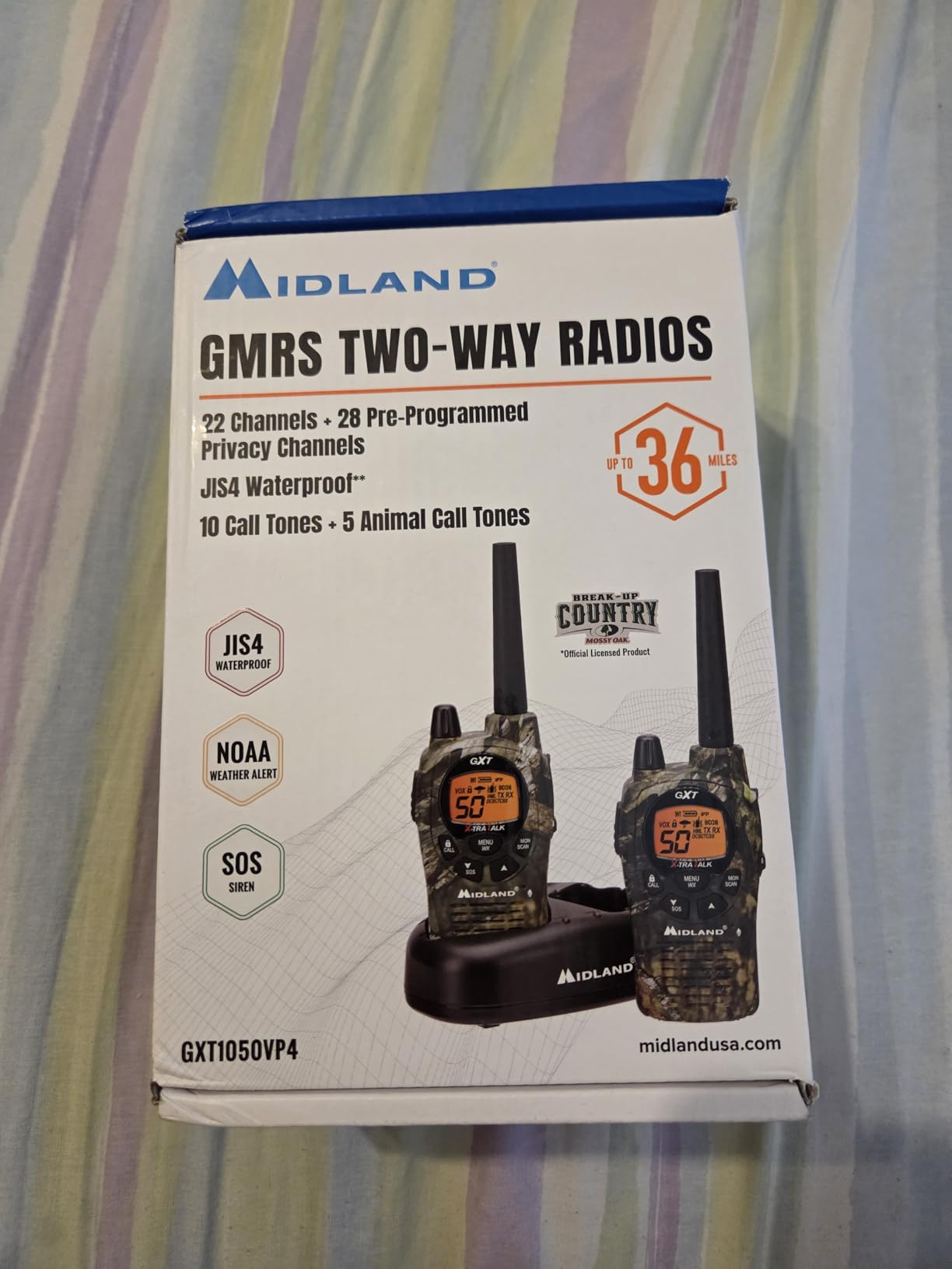 Midland GXT1000X3VP4 GMRS Two-Way Radio (50-Channel, Long Range, 142 Privacy Codes, SOS, NOAA, Rechargeable Nickle Battery, Black/Silver, 3-Pack) customer photo 1