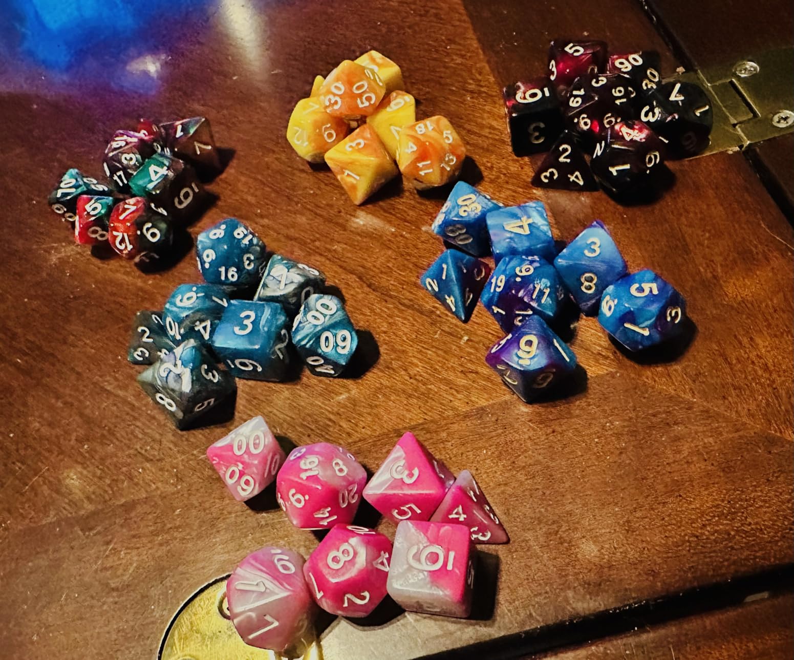 QMay DND Dice Sets - 6 X 7 Polyhedral Dice (42pcs) with 6 Drawstring Bags for Dungeons and Dragons, RPG, MTG,Role Playing Table Game customer photo 1