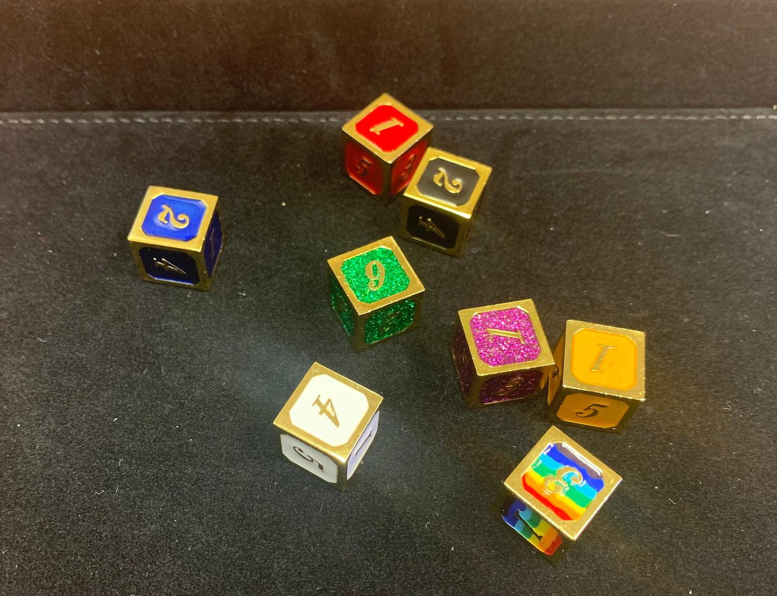 DNDND Metal Dice Set D&D, 7 die Metallic Polyhedral Dice Set with Gift Metal Box and Gold Number for DND Dungeons and Dragons Role Playing Games (Black and Gold) customer photo 1