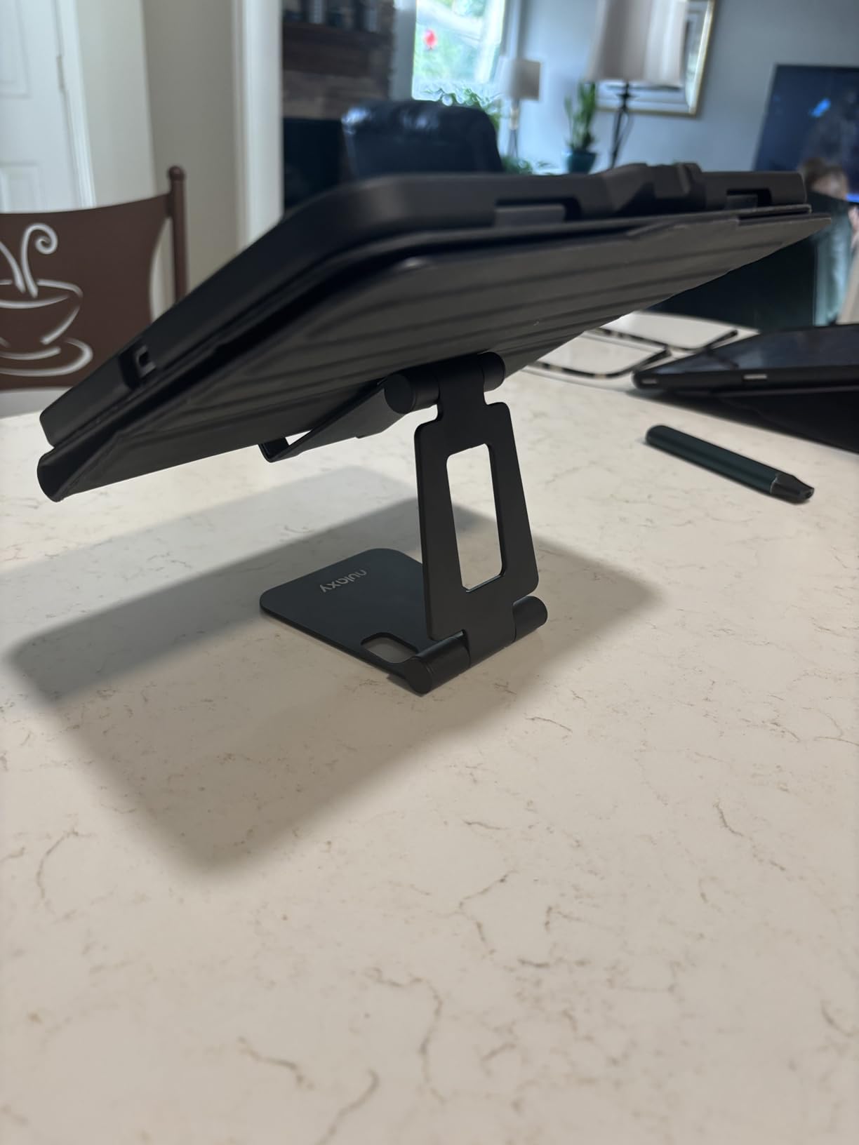 Nulaxy Dual Folding Cell Phone Stand, Fully Adjustable Foldable Desktop Phone Holder Cradle Dock Compatible with iPhone 17 16 15 14 13 12 11 Pro Max Xs Xr X 8, Nintendo Switch, All Phones customer photo 2