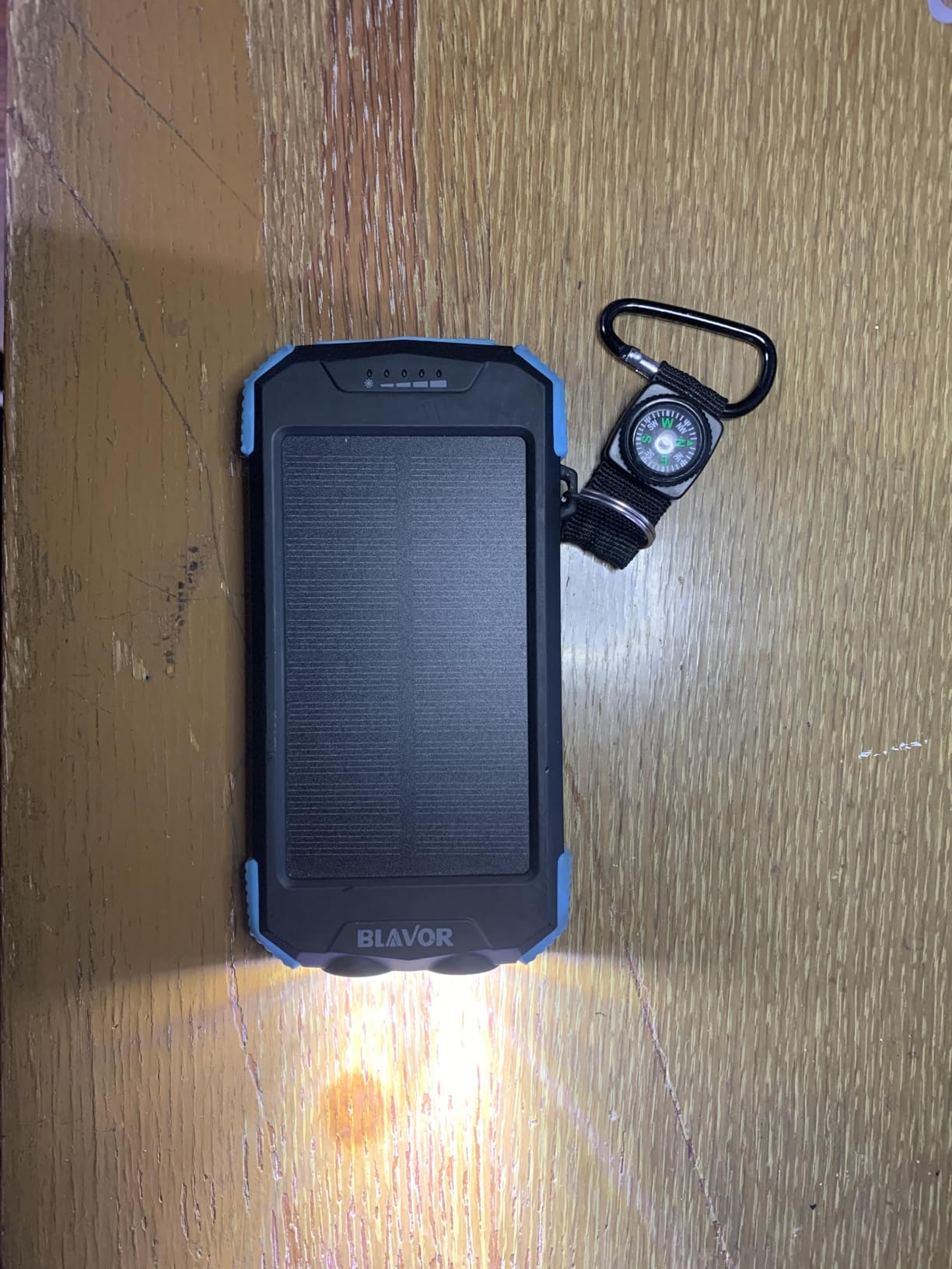 BLAVOR Solar Power Bank 10,000mAh, Portable Wireless Charger, 20W Fast Charging External Battery Pack with USB C for Cell Phones, Solar Panel Charging with Dual Flashlight for Camping customer photo 1