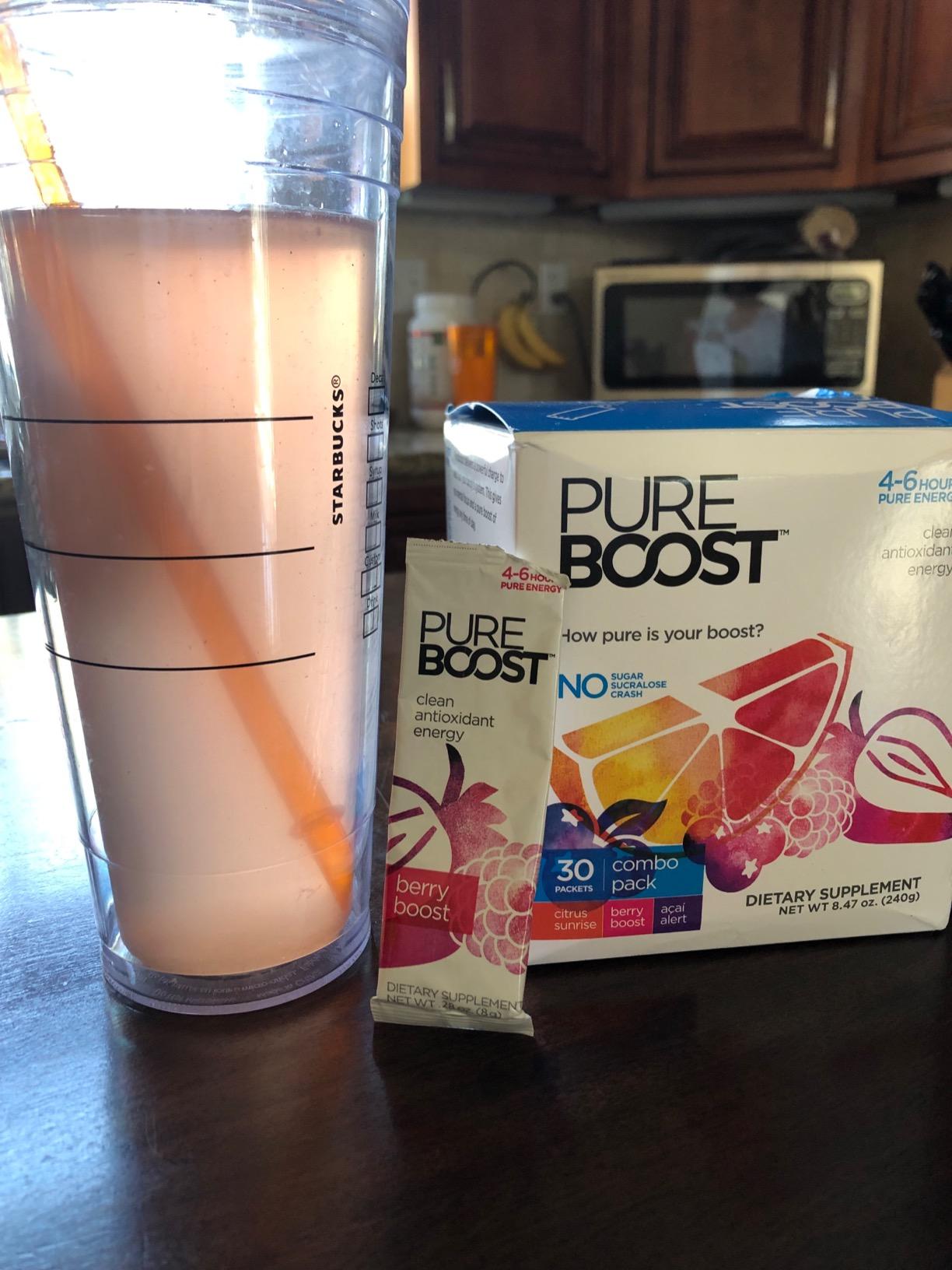 Pureboost Clean Energy Booster, Refreshing Energy Drink Mix with B12 Vitamins, Electrolytes, Antioxidants, Sugar-Free with No Sucralose (Combo Pack, 30 Count) customer photo 1