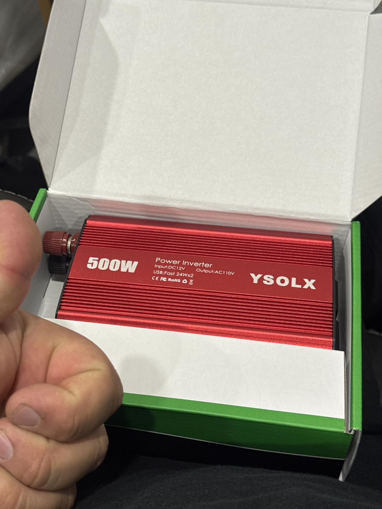 YSOLX 500W Power Inverter 12V to 110V for Vehicles with Dual Fast Charging 24W USB and 2 AC Outlets, Ideal for Road Trips, Camping, and Vehicle Power Needs customer photo 2