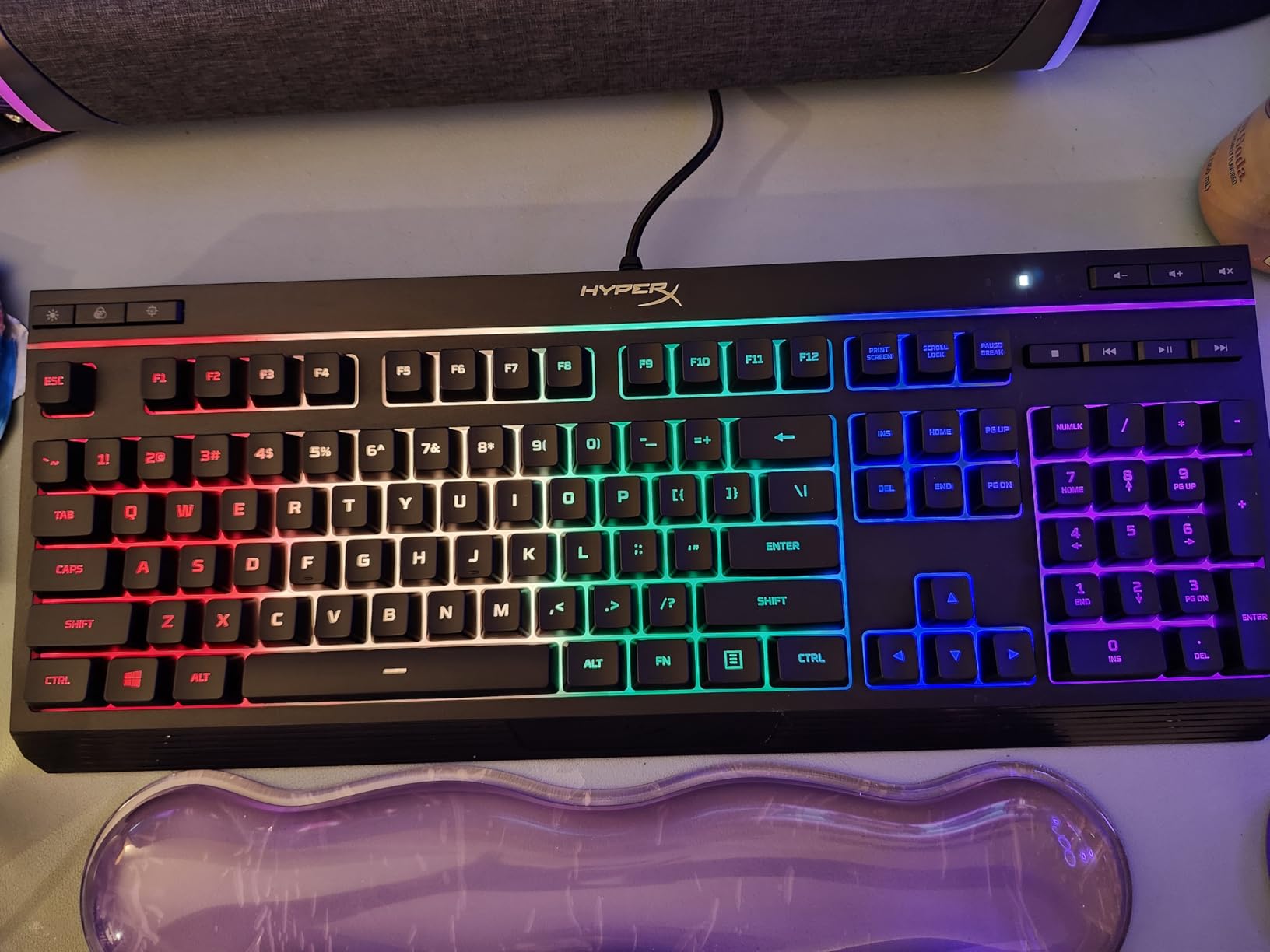 HyperX Alloy Core RGB - Membrane Gaming Keyboard, Comfortable Quiet Silent Keys with RGB LED Lighting Effects, Spill Resistant, Dedicated Media Keys, Compatible with Windows 10/8.1/8/7 customer photo 2
