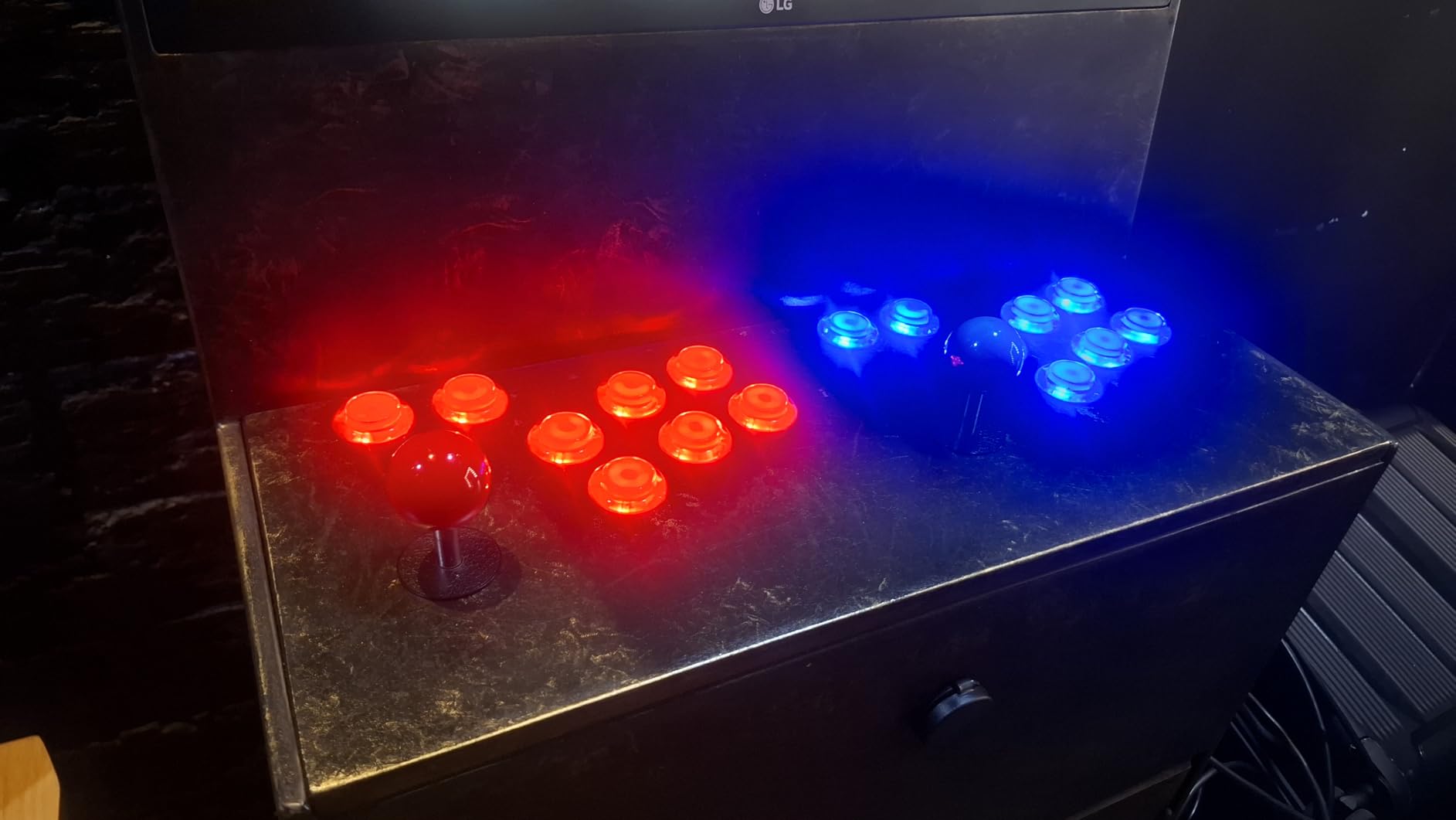 Hikig 2 Player led arcade buttons and joysticks DIY kit 2x joysticks + 20x led arcade buttons game controller kit for MAME and Raspberry Pi - Red + Blue Color customer photo 1