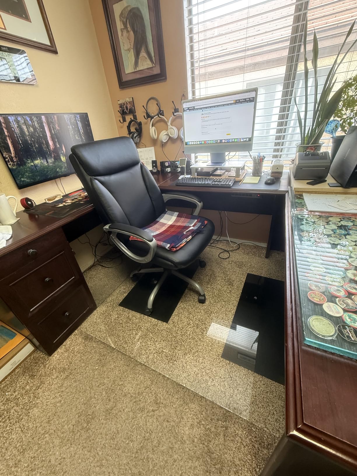 Lorell Tempered Glass Chairmat, 46