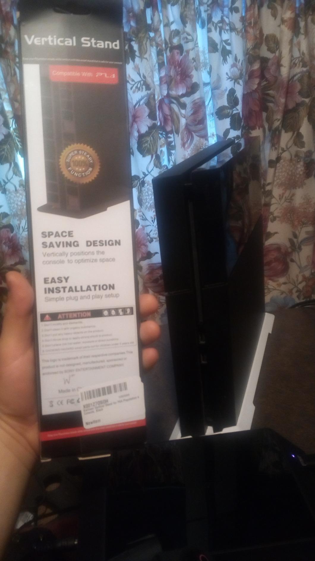 Vertical Stand for PS4, Vertical Cooling Stand Bracket Mount Holder for PlayStation 4 Console (PS4 Not Include) - Black customer photo 1