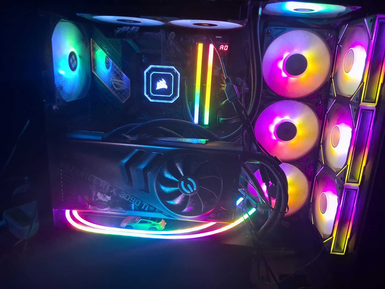 PC Addressable RGB LED Strip Lights Kit - Magnetic PC Case Lighting, 2PCS 42LEDs ARGB Strip for 5V 3pin RGB Header Motherboard Asus Aura, Asrock RGB Led, Gigabyte RGB Fusion, MSI Mystic Light customer photo 1