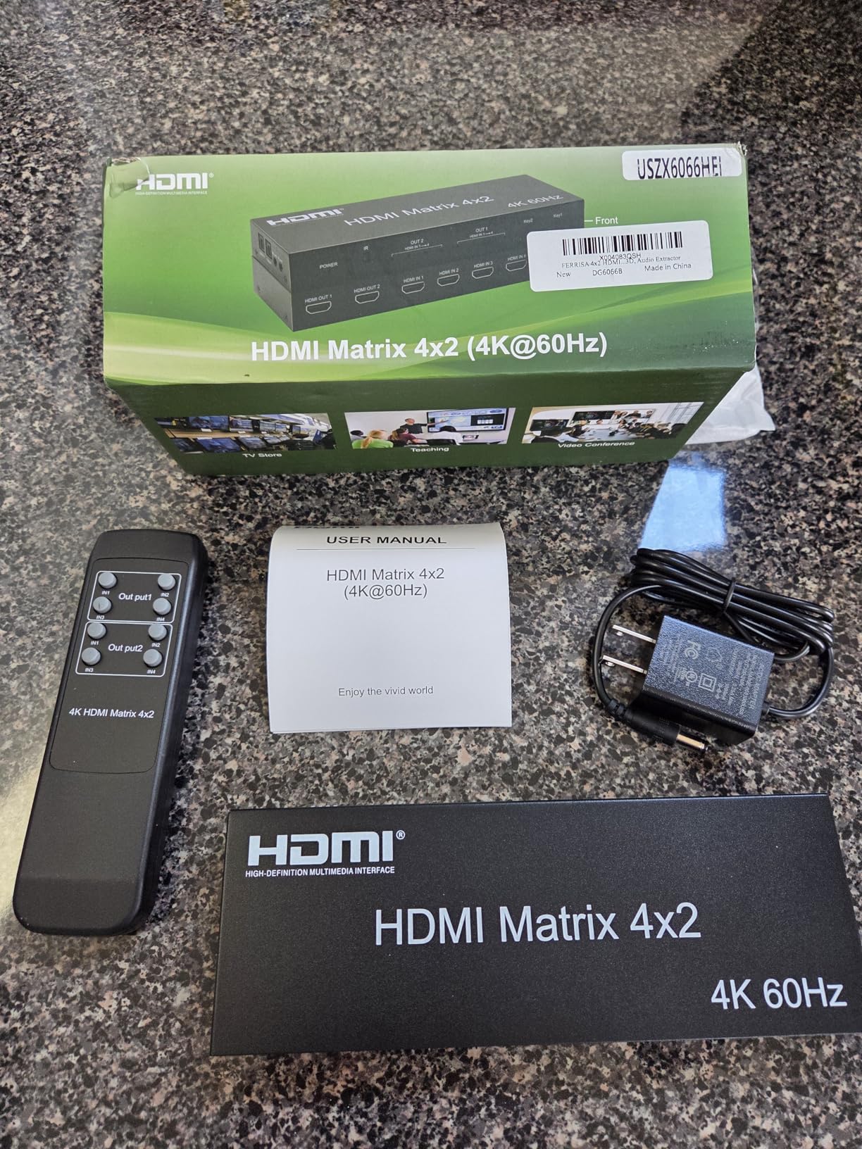 FERRISA 4x2 HDMI Matrix Switch, 4 in 2 Out Matrix HDMI Video Switcher Splitter +Optical & L/R Audio Output,Support Ultra HD 4K, 3D 1080P, Audio EDID Extractor with IR Remote Control customer photo 1
