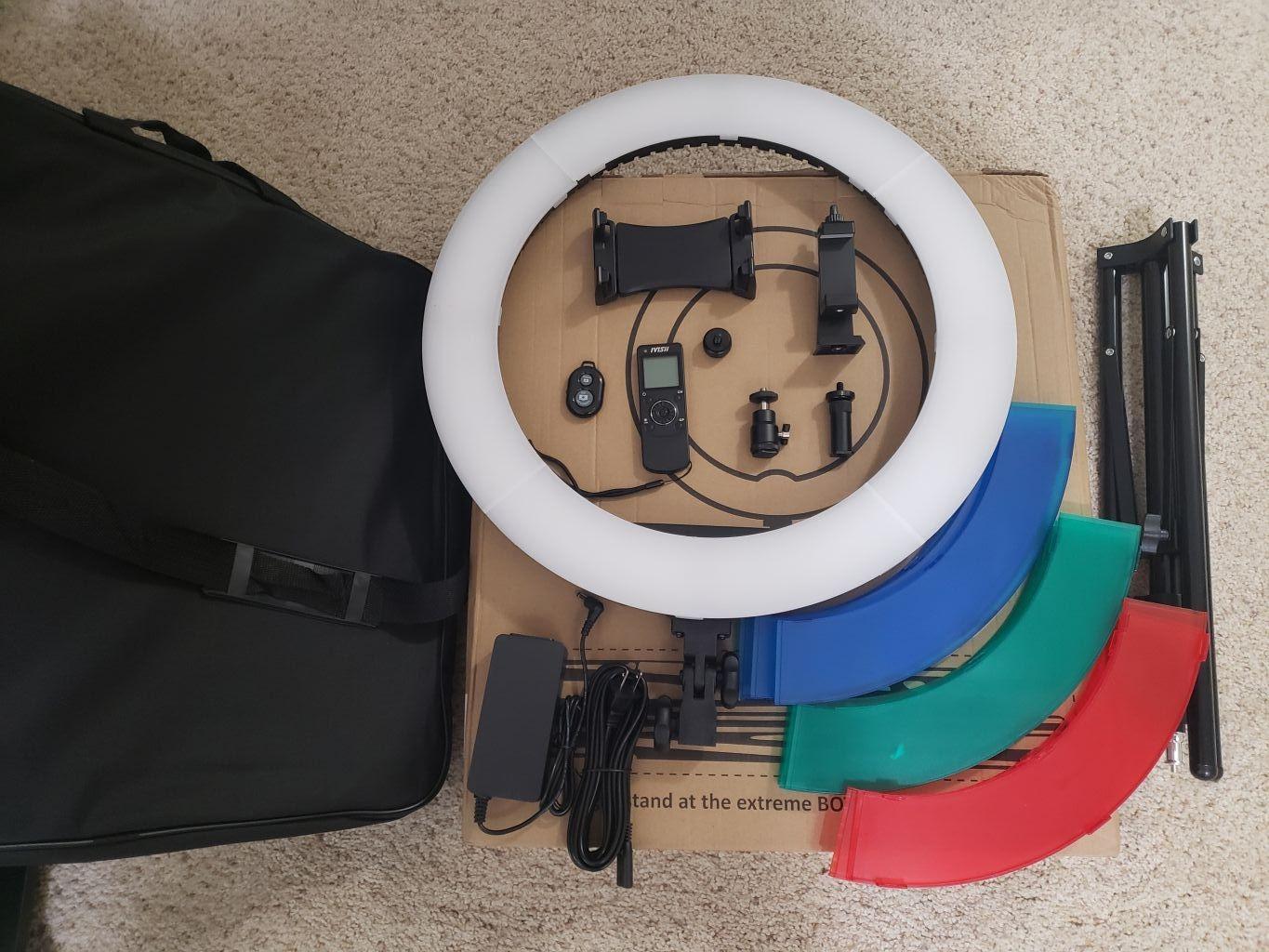 19 inch Ring Light with Remote Controller and Stand ipad Holder,60W Bi-Color with 4 Color Soft Filters for Live Stream/Makeup/YouTube Video/TikTok/Zoom/Photography customer photo 1