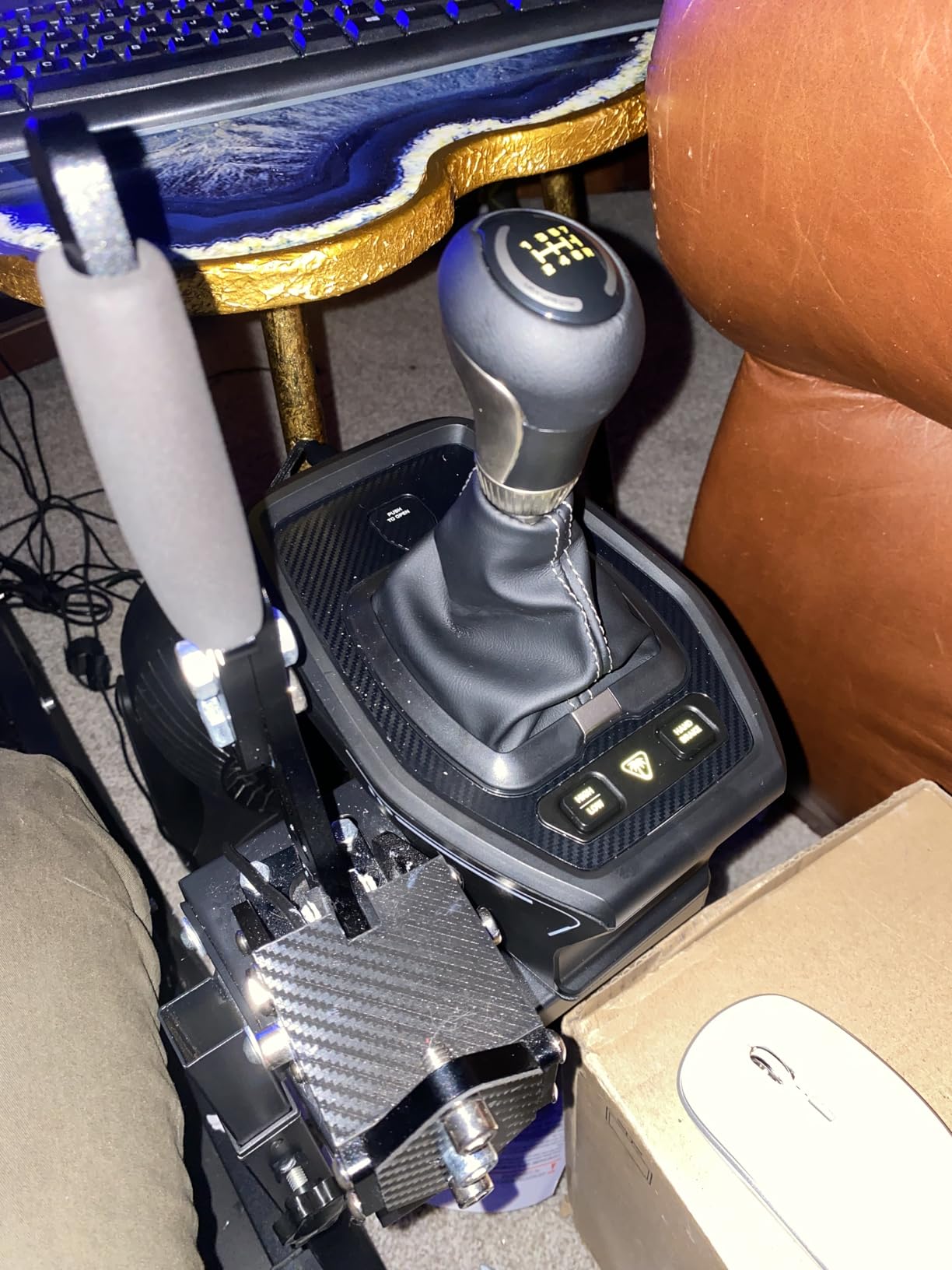 aikeec 64Bit PC USB Handbrake, Upgrade SIM Racing Games Handbrake for LOGITECH G25 G27 G29 T500 T300 THRUST MASTER FANATEC OSW DIRT RALLY, 2M Nylon Cable/Reinforced Spring/Black+Clamp customer photo 1