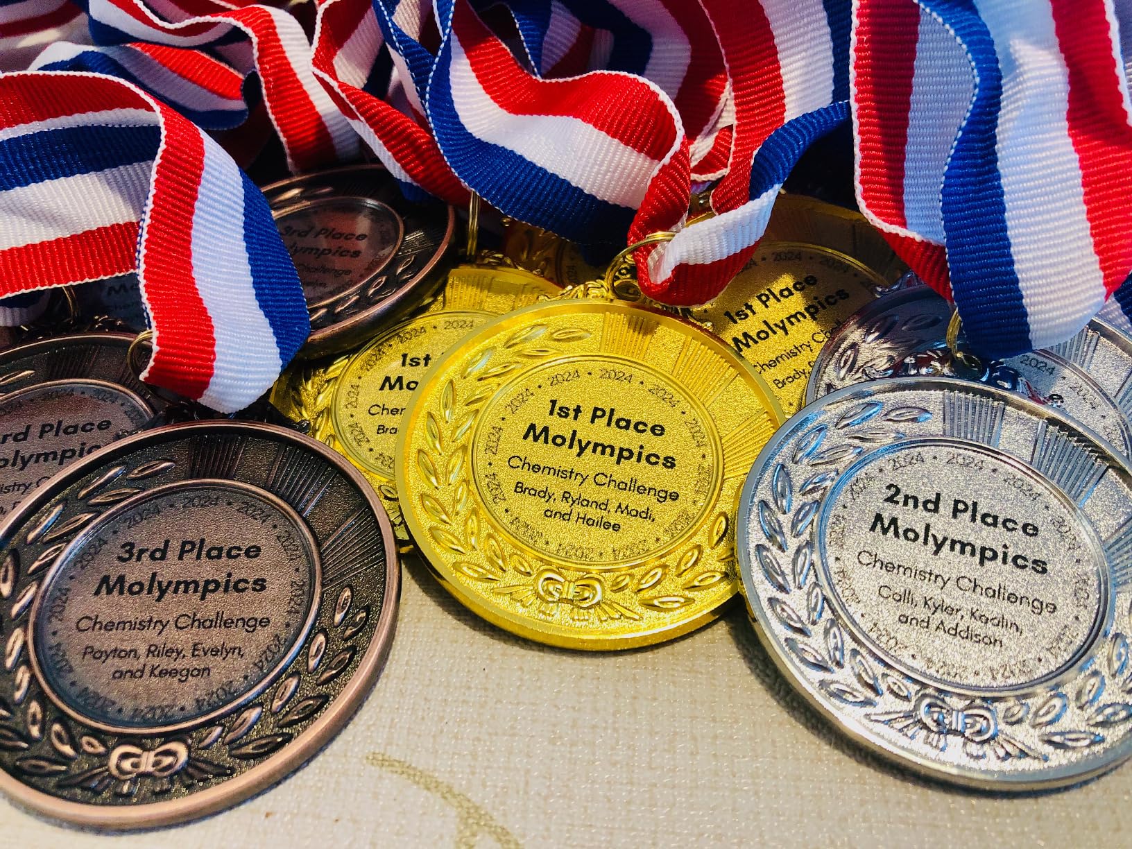 Favide 12 Pieces Gold Silver Bronze Award Medals-Winner Medals Gold Silver Bronze Prizes for Competitions, Party, Olympic Style, 2 Inches customer photo 1