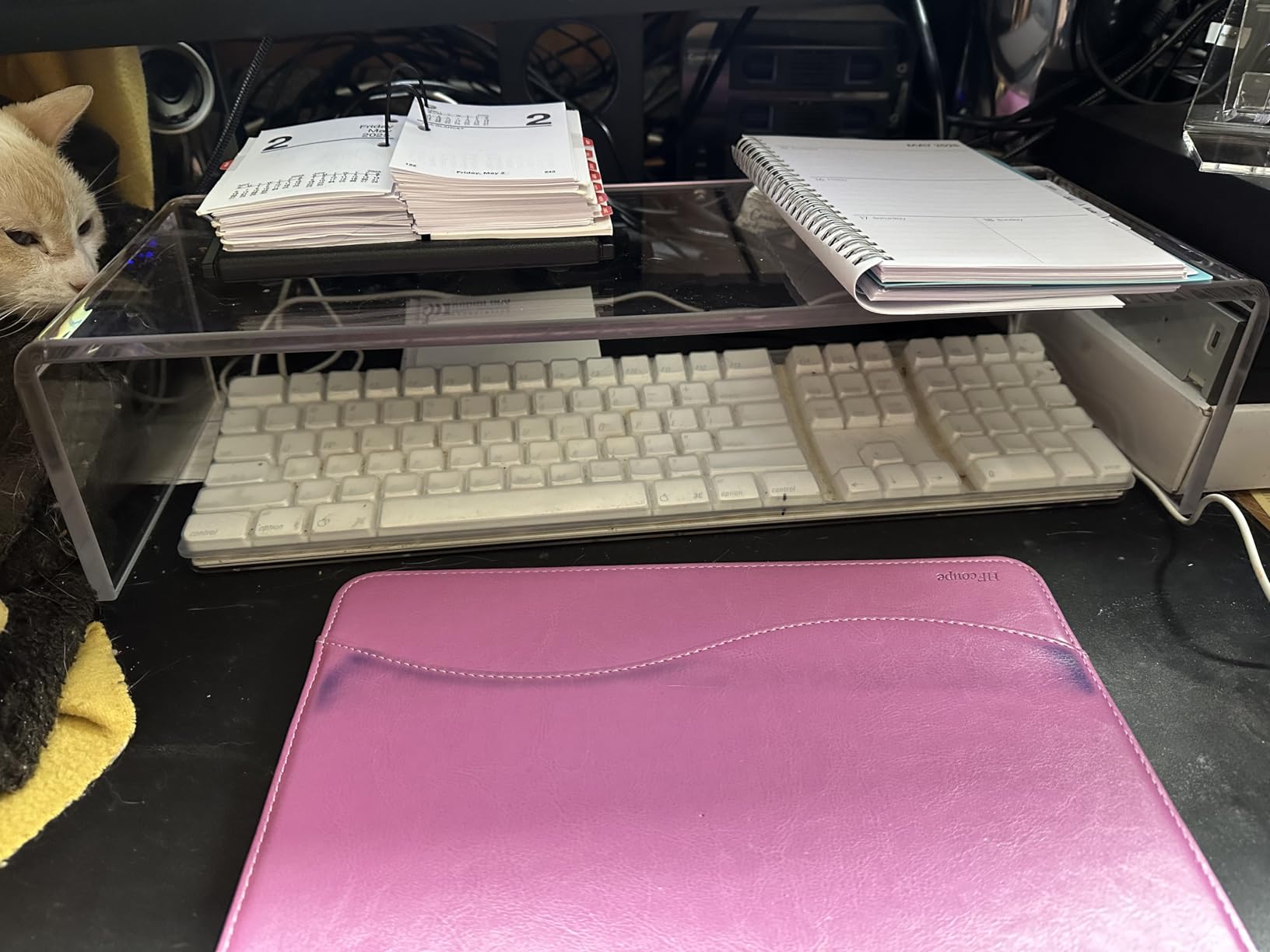 Clear Acrylic Keyboard Cover Protector Anti-Cat,2 in 1 Keyboard Bridge Protector and Monitor Stand customer photo 1