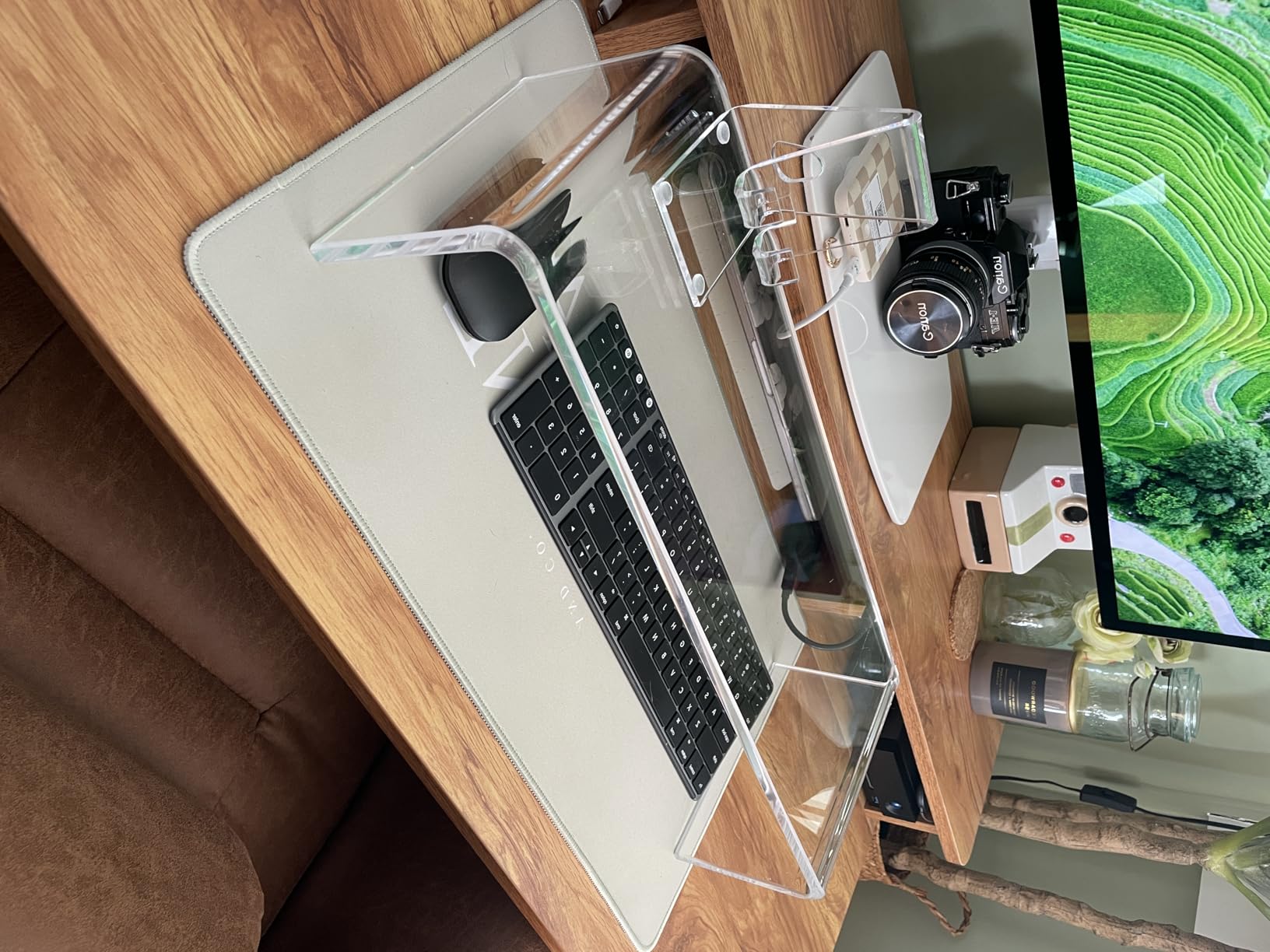 Clear Acrylic Keyboard Cover Protector Anti-Cat,2 in 1 Keyboard Bridge Protector and Monitor Stand customer photo 2