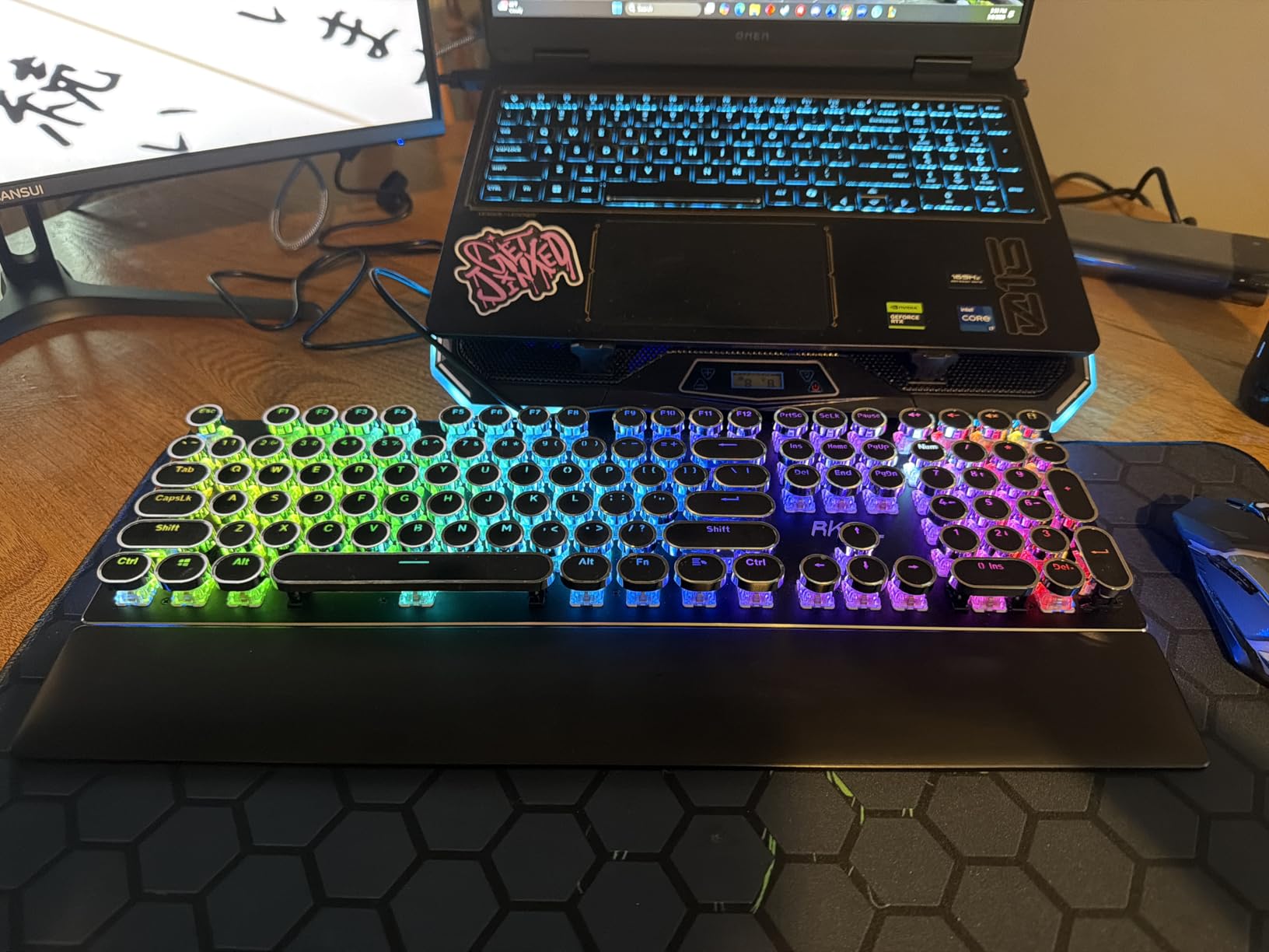 RK ROYAL KLUDGE S108 Typewriter Keyboard, Retro Mechanical Gaming Keyboard Wired 108 Keys with RGB Backlit Sidelight, Detachable Wrist Rest, Round Keycaps Blue Switches - Black customer photo 2