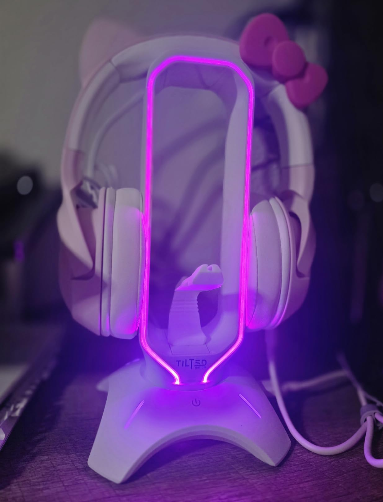 Tilted Nation Gaming Headset Stand | RGB Headphone Stand for Desk with Mouse Bungee and USB Hub (Cool and Clean Setup) Gaming Headset Holder - Perfect Gamer Gift Accessory customer photo 1