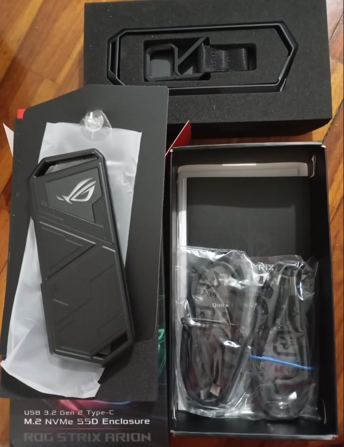 ASUS ROG STRIX Arion Aluminum Alloy M.2 NVMe SSD External Portable Enclosure Case Adapter, USB 3.2 Gen 2 Type-C (10 Gbps) customer photo 2
