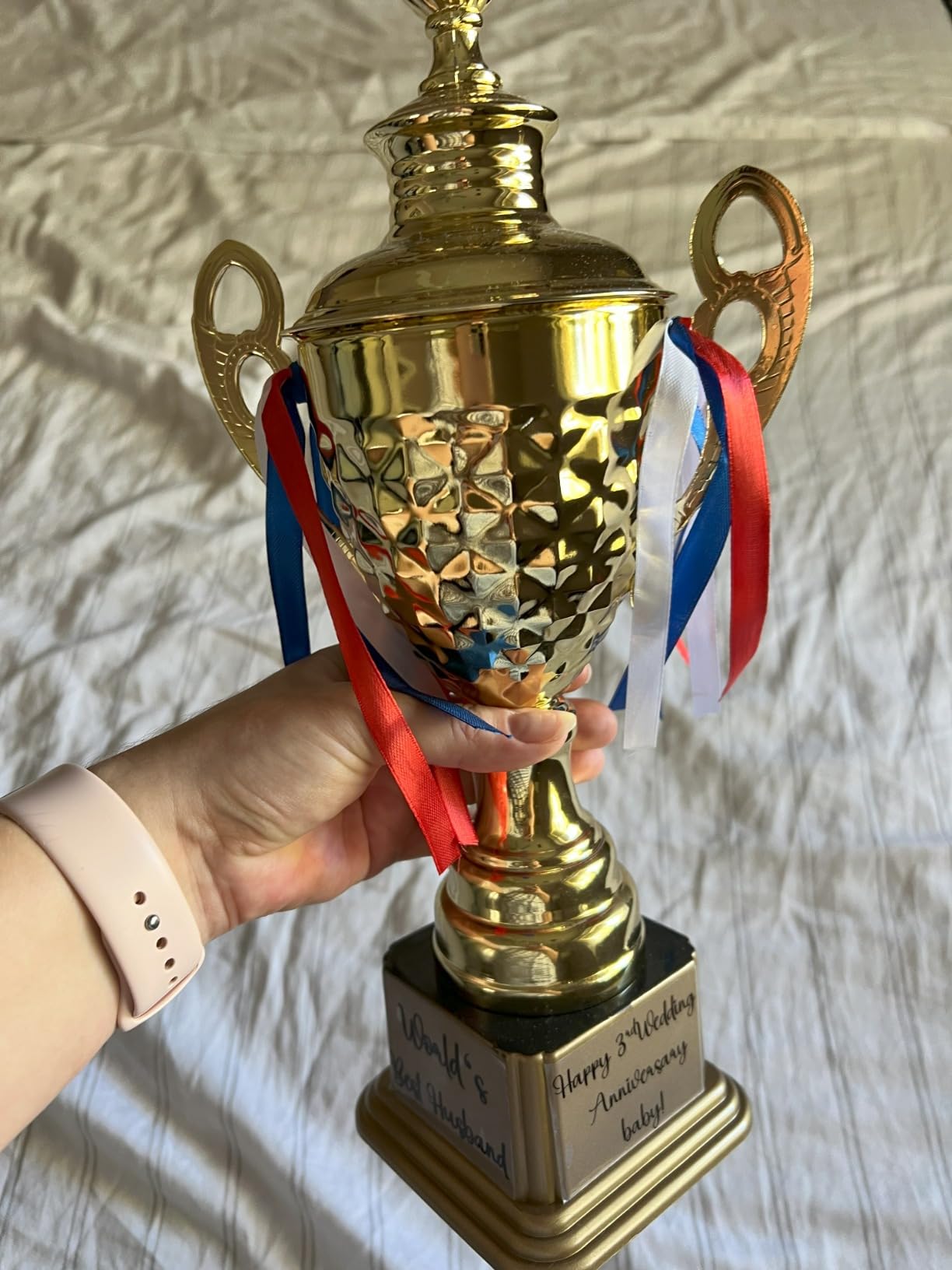 Fasmov Large Trophy Cup, Gold Trophy Award Cup for Sports, Tournaments, Competitions, 1st Place Award, Ceremony Celebration Party Gift, 14.5 inches customer photo 1