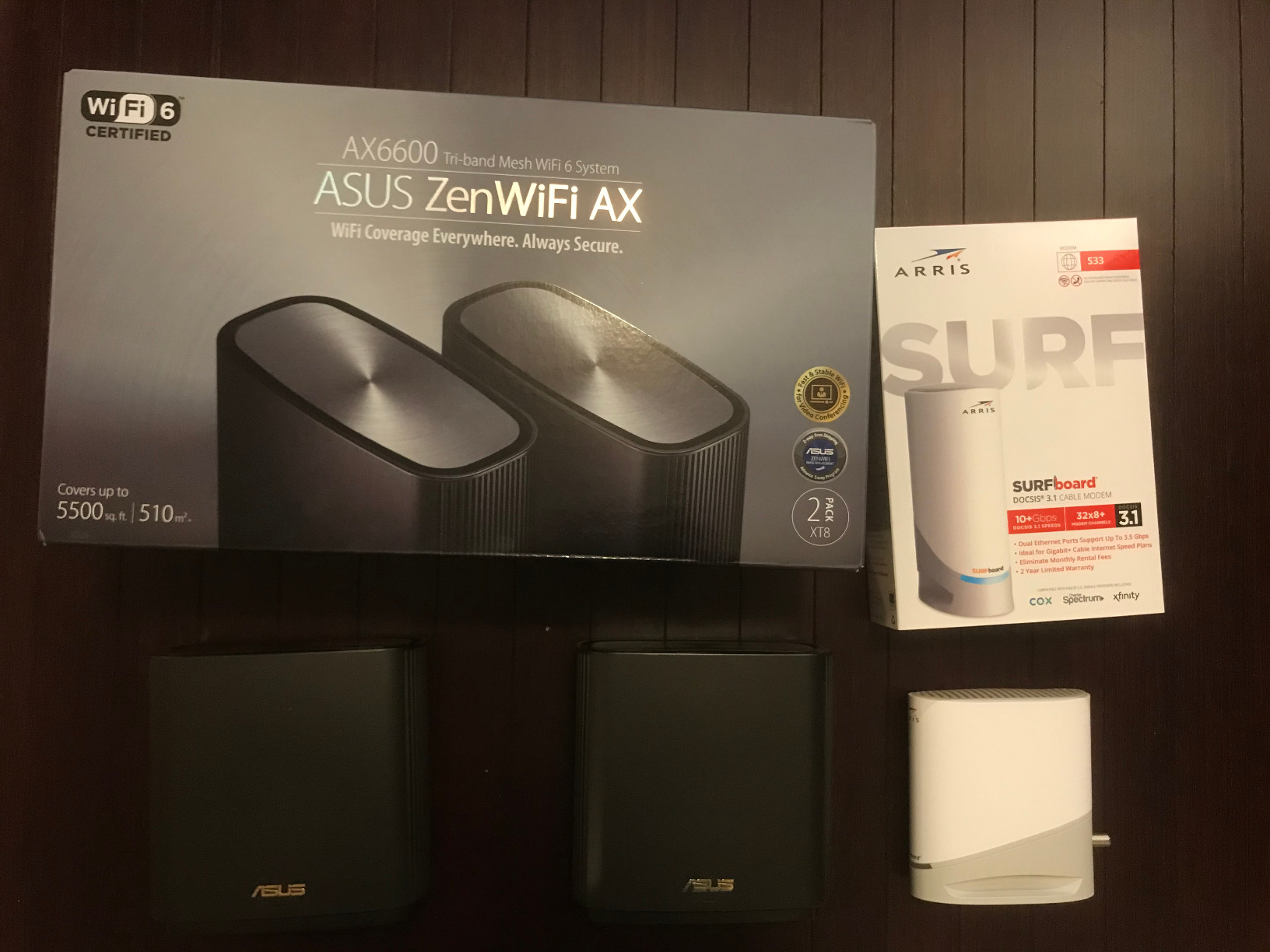 ASUS ZenWiFi AX Whole-Home Tri-Band Mesh WiFi 6 System (XT8) - 2 Pack, Coverage up to 5,500 sq.ft or 6+Rooms, 6.6Gbps, WiFi, 3 SSIDs, Life-time Network Security and Parental Controls, 2.5G Port customer photo 1
