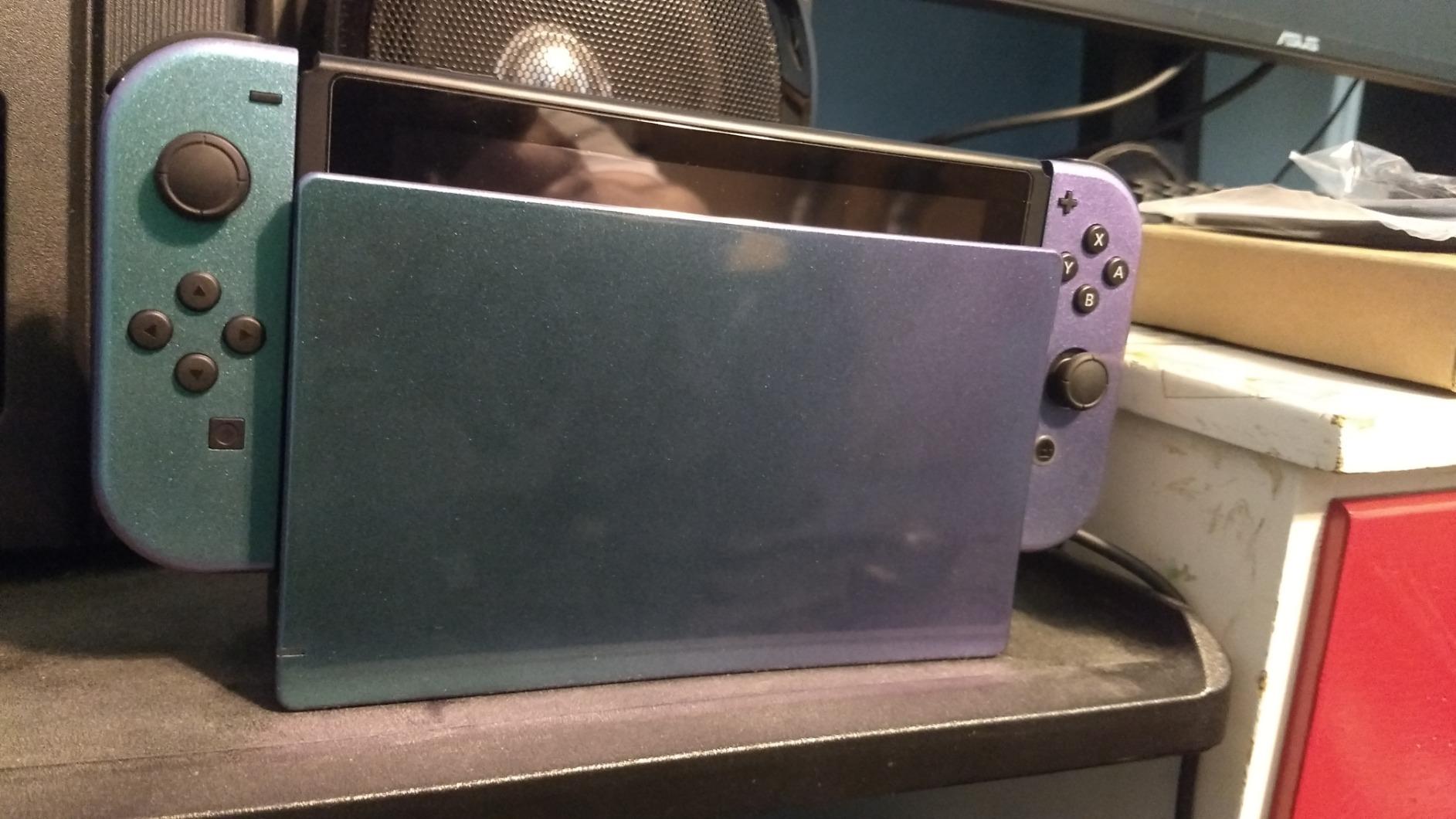eXtremeRate Cherry Blossoms Pink Custom Faceplate for Nintendo Switch Charging Dock, DIY Replacement Housing Shell for Nintendo Switch Dock customer photo 2