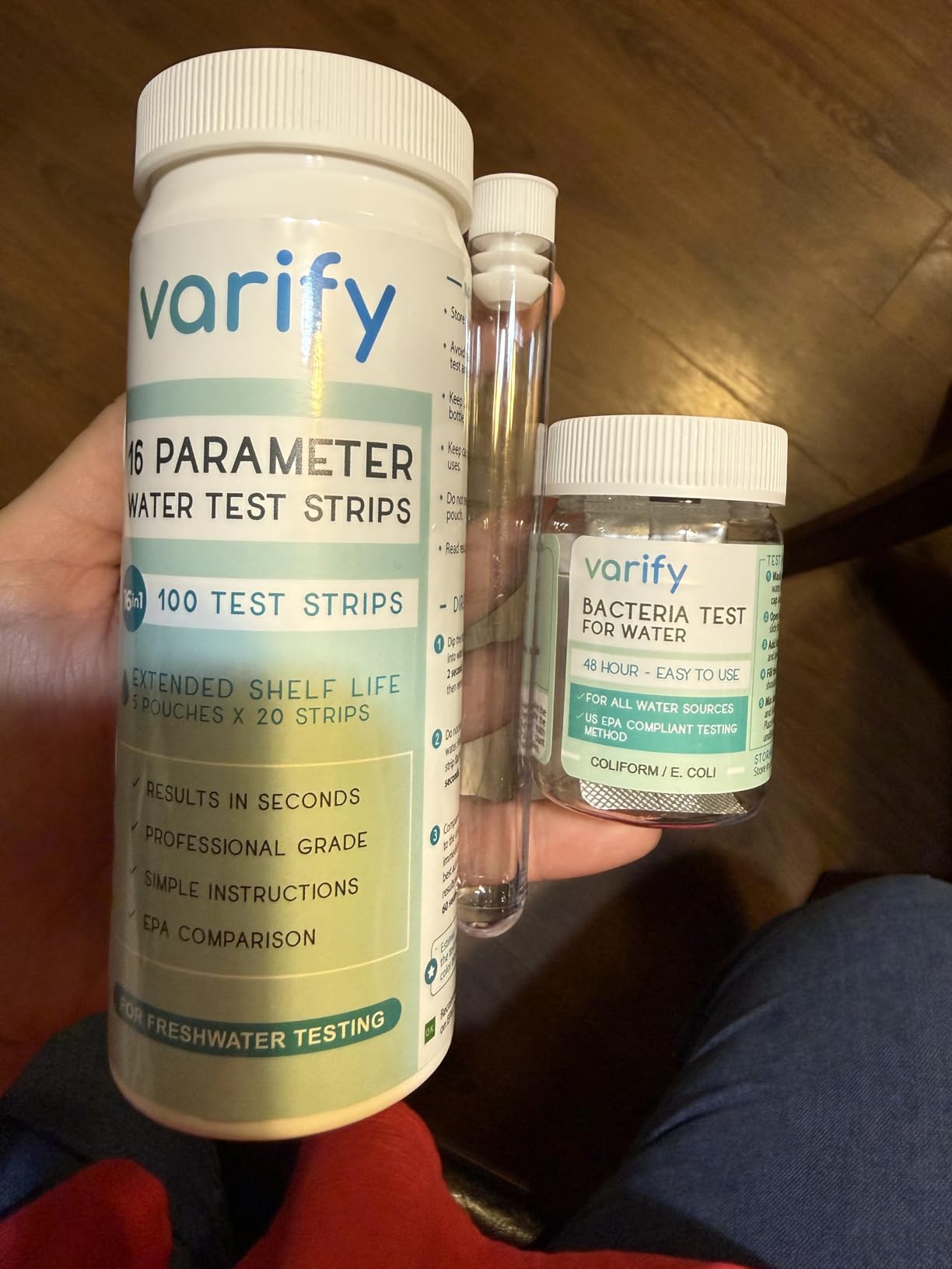 Varify 17in1 Complete Drinking Water Test Kit - 100 Strips + 2 Bacteria Tester Kits - Well, Tap, Home, City Water Testing Strip for Lead, Alkaline, Chlorine, Hardness, Iron, Fluoride, Copper & More customer photo 1