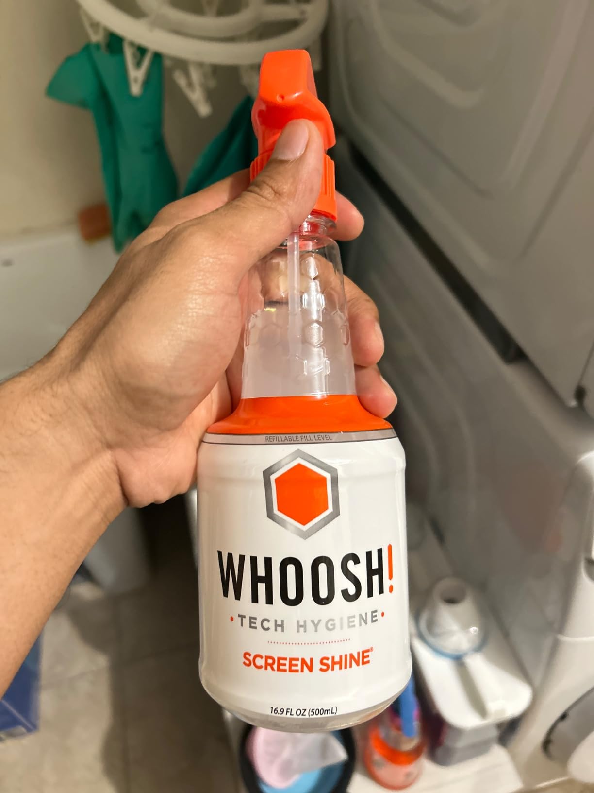WHOOSH! Screen Shine Pro 16.9 fl oz Refillable Screen Cleaner for TV, OLED, and Monitors - Streak-Free Spray with Microfiber Cloth - Safe for Flat Screen, LCD, Smart Displays - Non-Toxic and Odorless customer photo 1