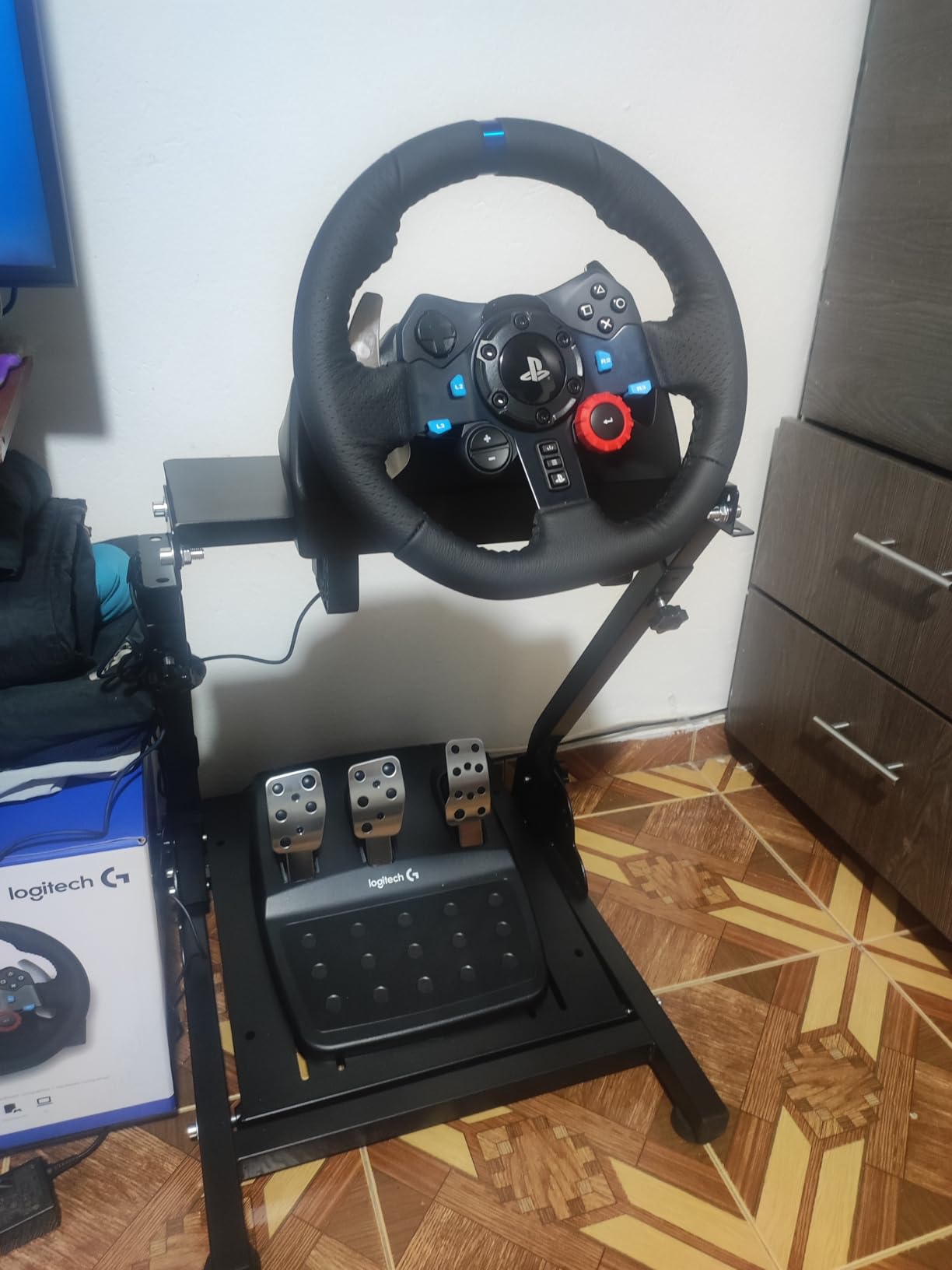 Racing Wheel Stand, Height Adjustable & Foldable Steering Wheel Stand Compatible with Logitech G25, G27, G29, G920 Gaming Cockpit customer photo 1