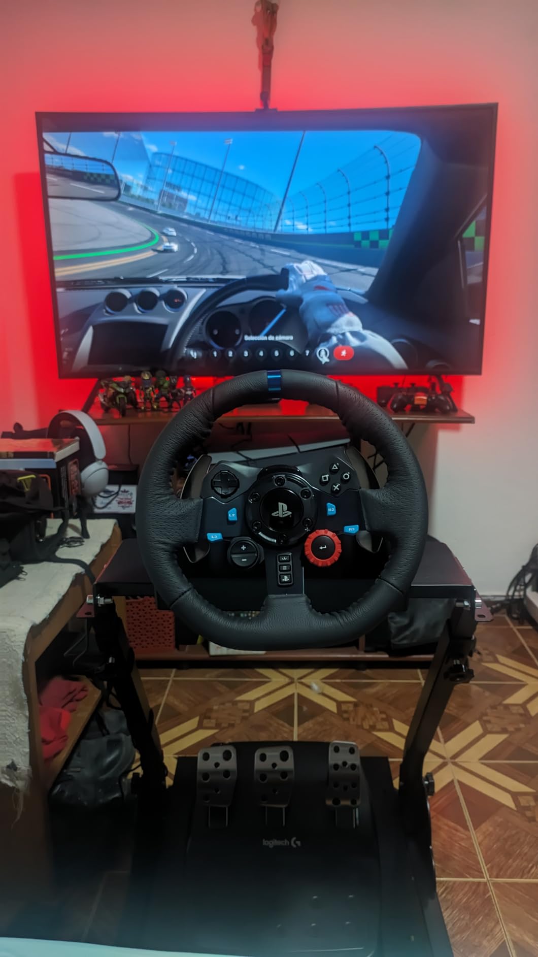 Racing Wheel Stand, Height Adjustable & Foldable Steering Wheel Stand Compatible with Logitech G25, G27, G29, G920 Gaming Cockpit customer photo 2