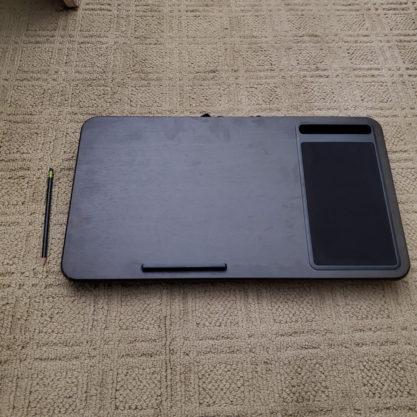 LAPGEAR Home Office Lap Desk with Device Ledge, Mouse Pad, and Phone Holder - Black Carbon - Fits up to 15.6 Inch Laptops - Style No. 91588 customer photo 2