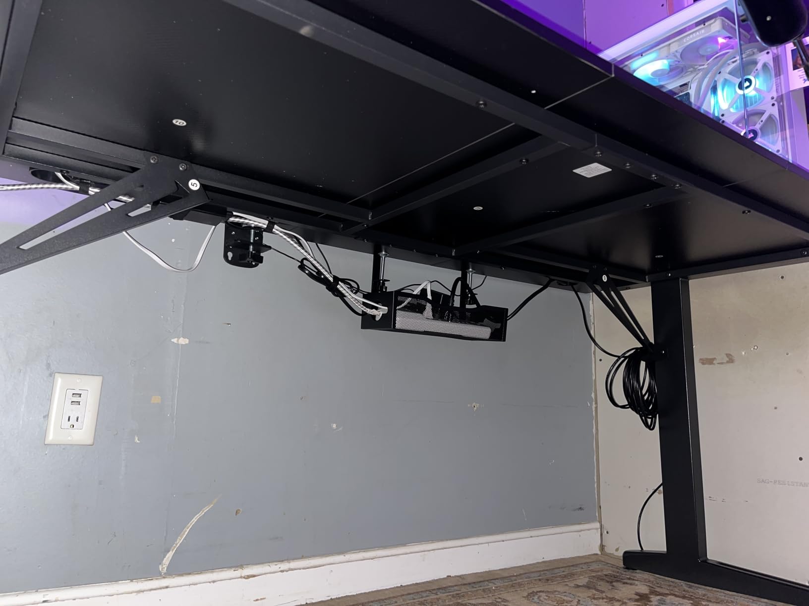 TOPSKY Gaming Desk Large Surface 63''x31.5'' with Cup Holder, Headphone Hook and Cable Management (Black) customer photo 2