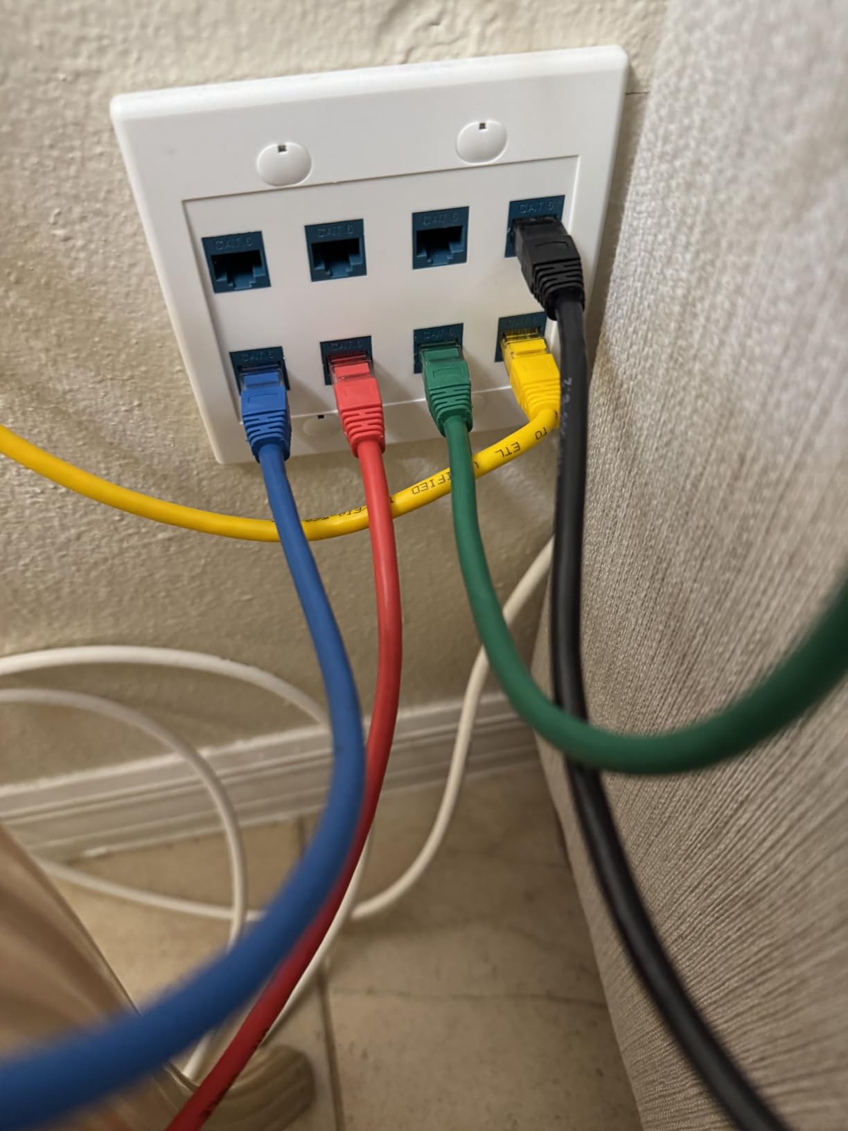 12 Port Ethernet Wall Plate, Cat 6, Wall Outlet, RJ45 Female to Female Keystone Jacks - White customer photo 1