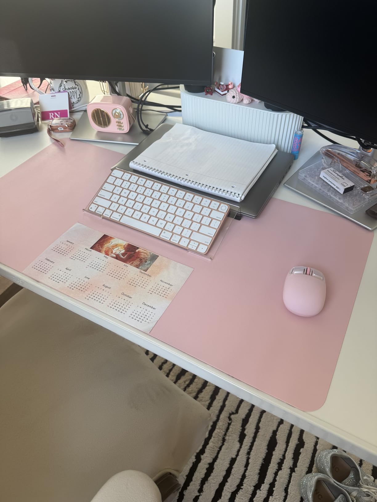 Non-Slip Desk Pad, Waterproof PVC Leather Desk Table Protector, Ultra Thin Large Mouse Pad, Easy Clean Laptop Desk Writing Mat for Office Work/Home/Decor (Blue, 31.5