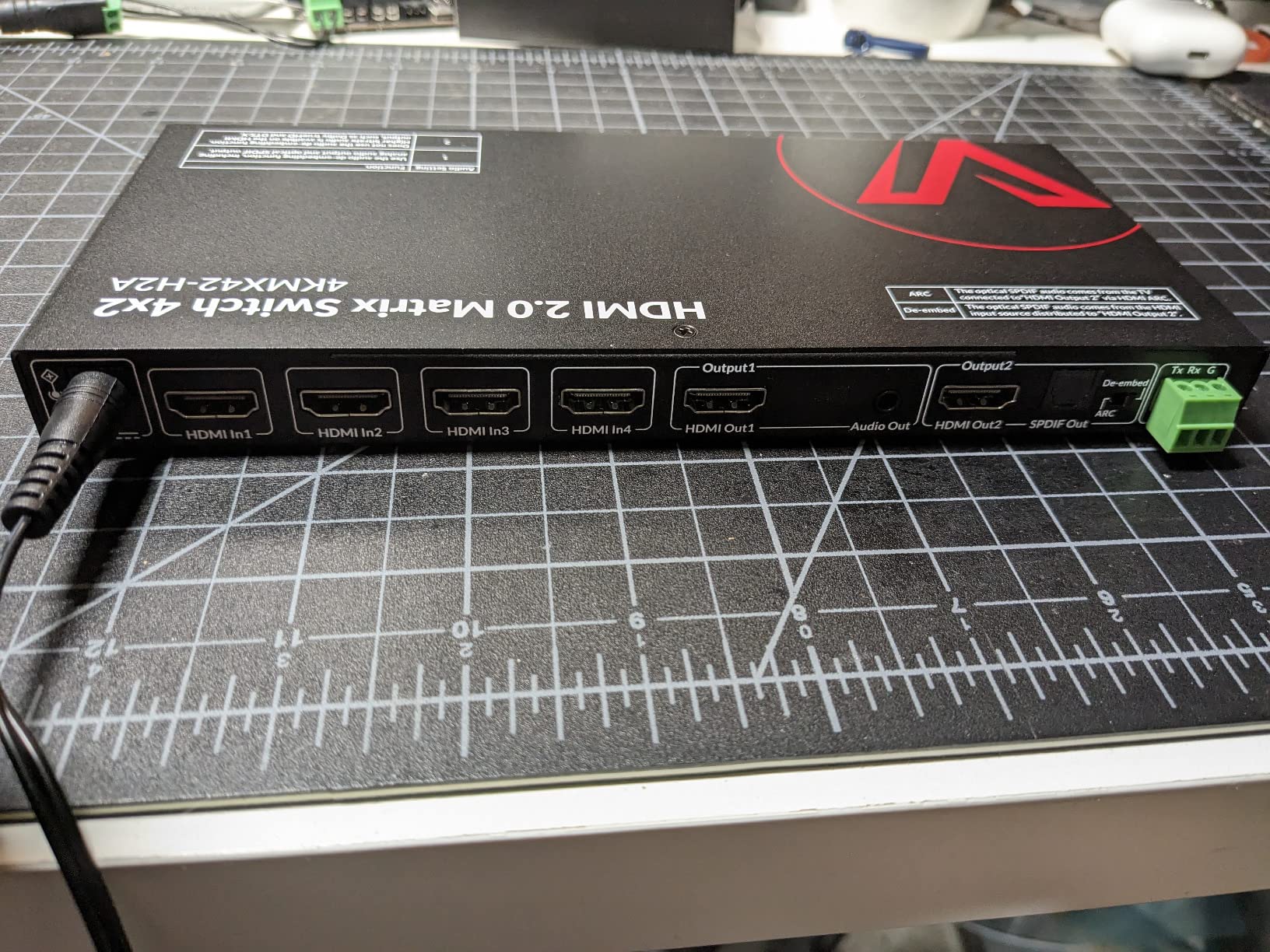 AV Access HDMI Matrix Splitter Switch 4x4 4K@60Hz 4:4:4 HDR Dolby Vision, Audio Extraction SPDIF 5.1CH, Downscaler, Web UI Control, Power-Off Memory, HDMI 2.0 HDCP2.2 IR Remote API RS232 customer photo 1