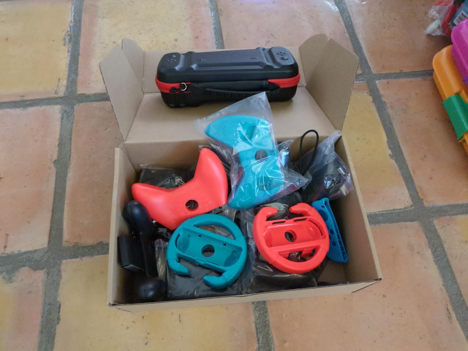 Switch Accessories - Family Bundle Accessories for Nintendo Switch, Carry Case& Screen Protector,4 Pack Joy Con Grips and Steering Wheels, Case Cover,Stand Mount,Joy Con Charger and More customer photo 1