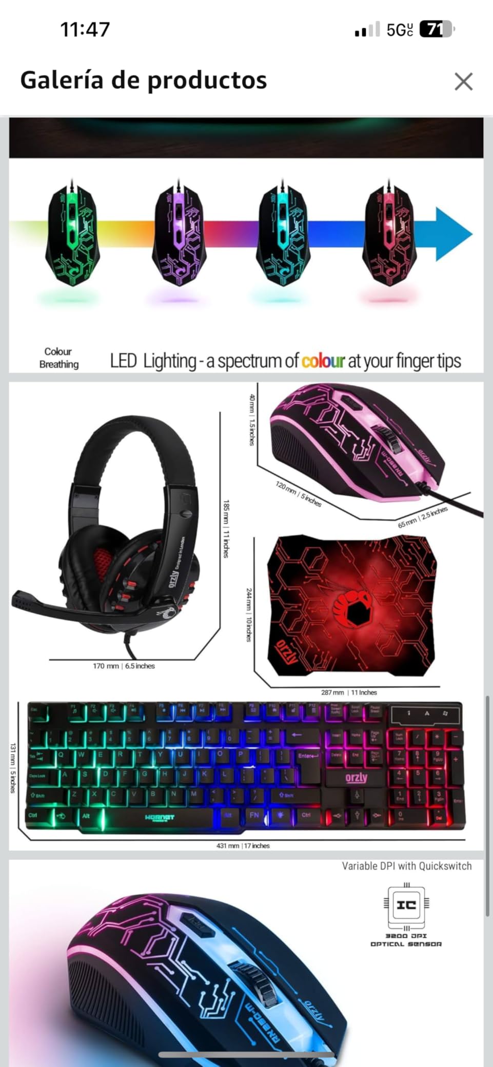Gaming Keyboard and Mouse and Gaming Headset & Mouse Pad, Wired LED RGB Backlight Bundle for PC Gamers Users - 4 in 1 White Edition Hornet RX-250 customer photo 2