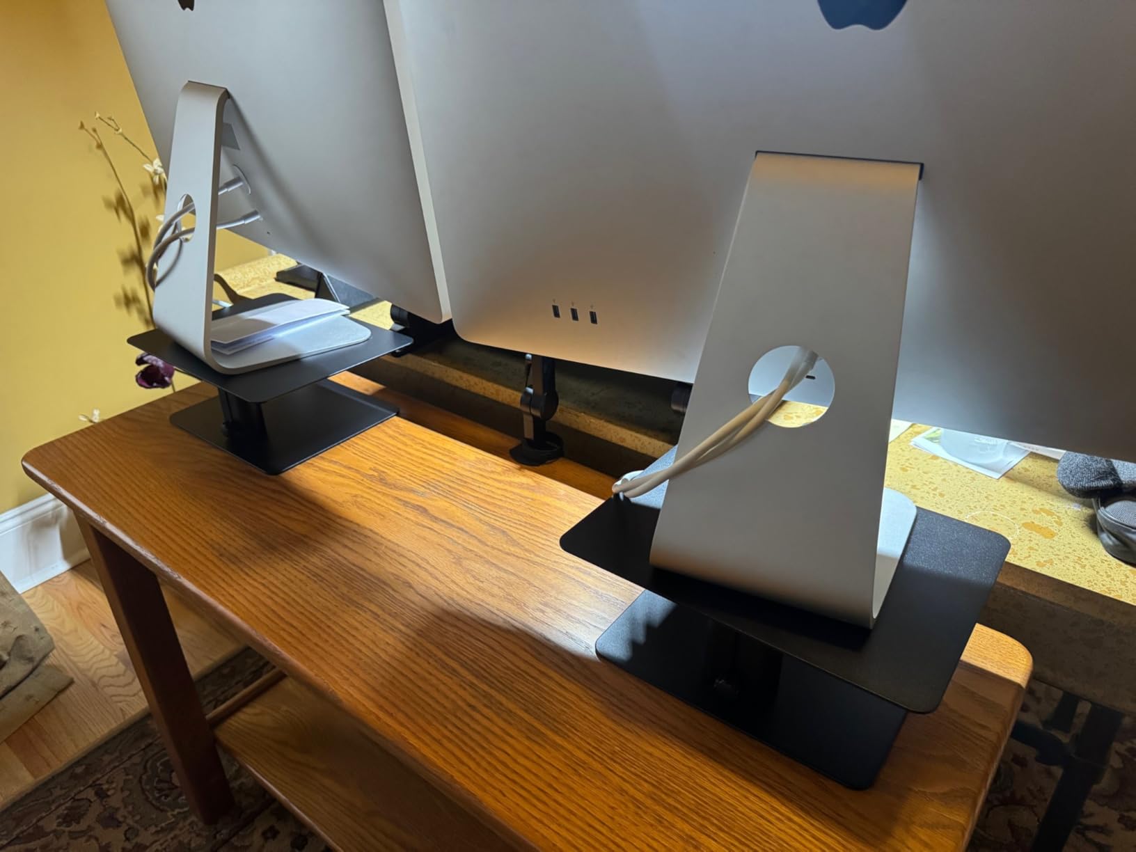 BoYata Monitor Stand, Adjustable Monitor Riser Metal Computer Stand Compatible with TV, PC, Laptop, Computer, iMac, and All Screen Display-Black customer photo 1